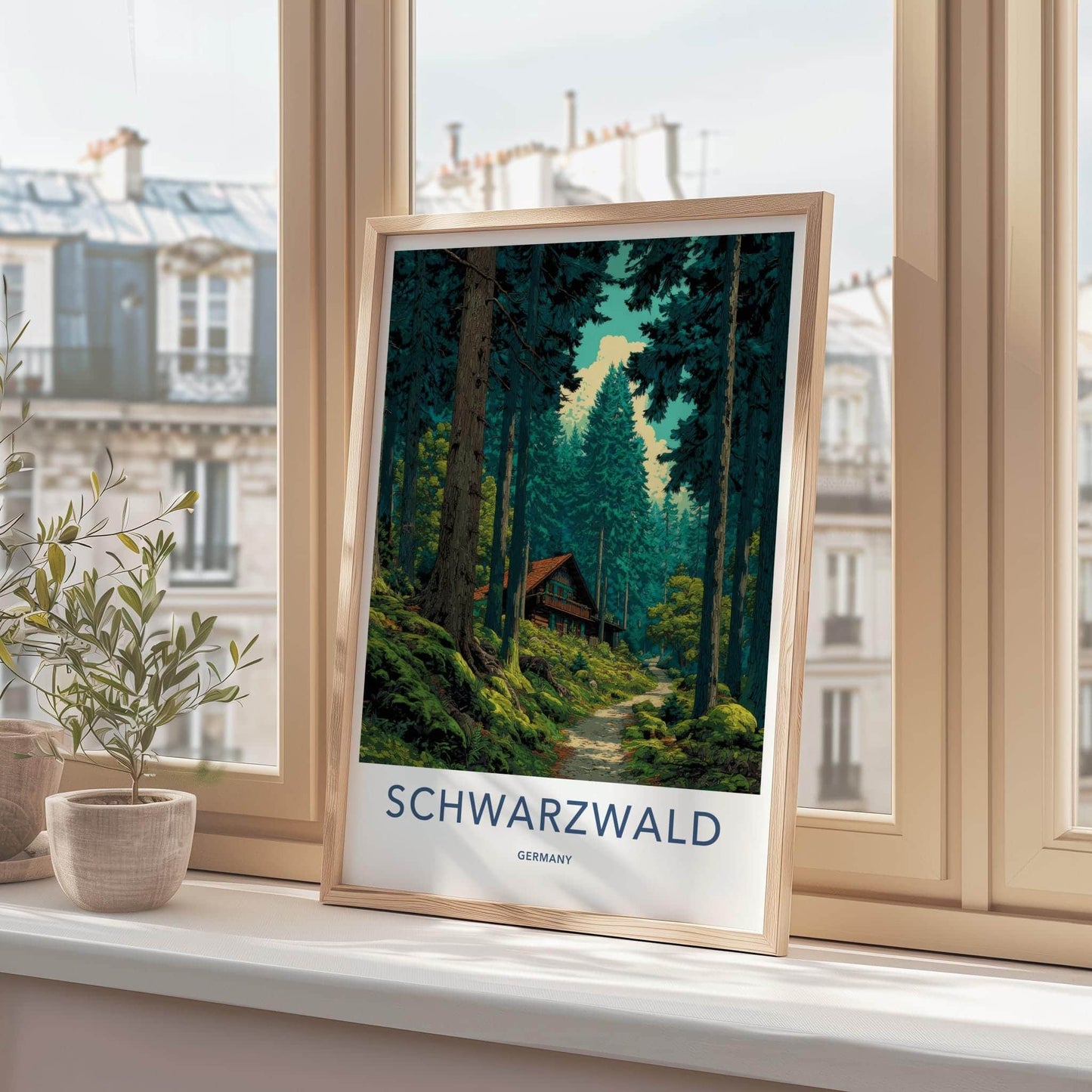 Schwarzwald Poster - Germany Travel Art - Wooded Cabin Scene Wall Decor
