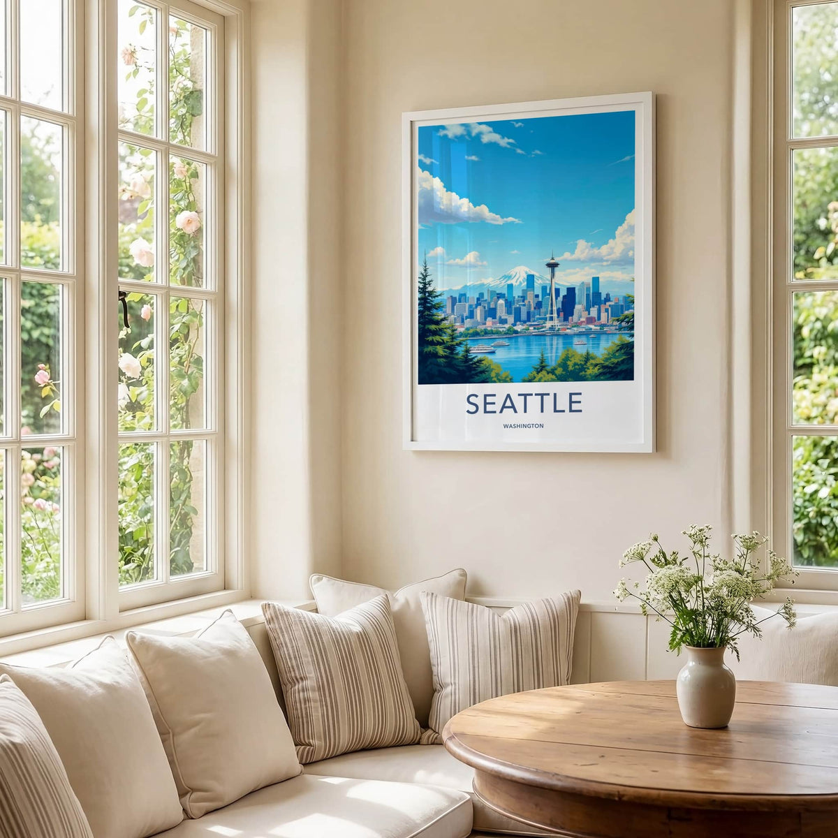 Seattle Poster - Washington Art Print - Mountain City Marina Wall Decor