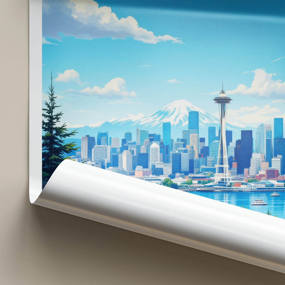 Seattle Poster - Washington Art Print - Mountain City Marina Wall Decor