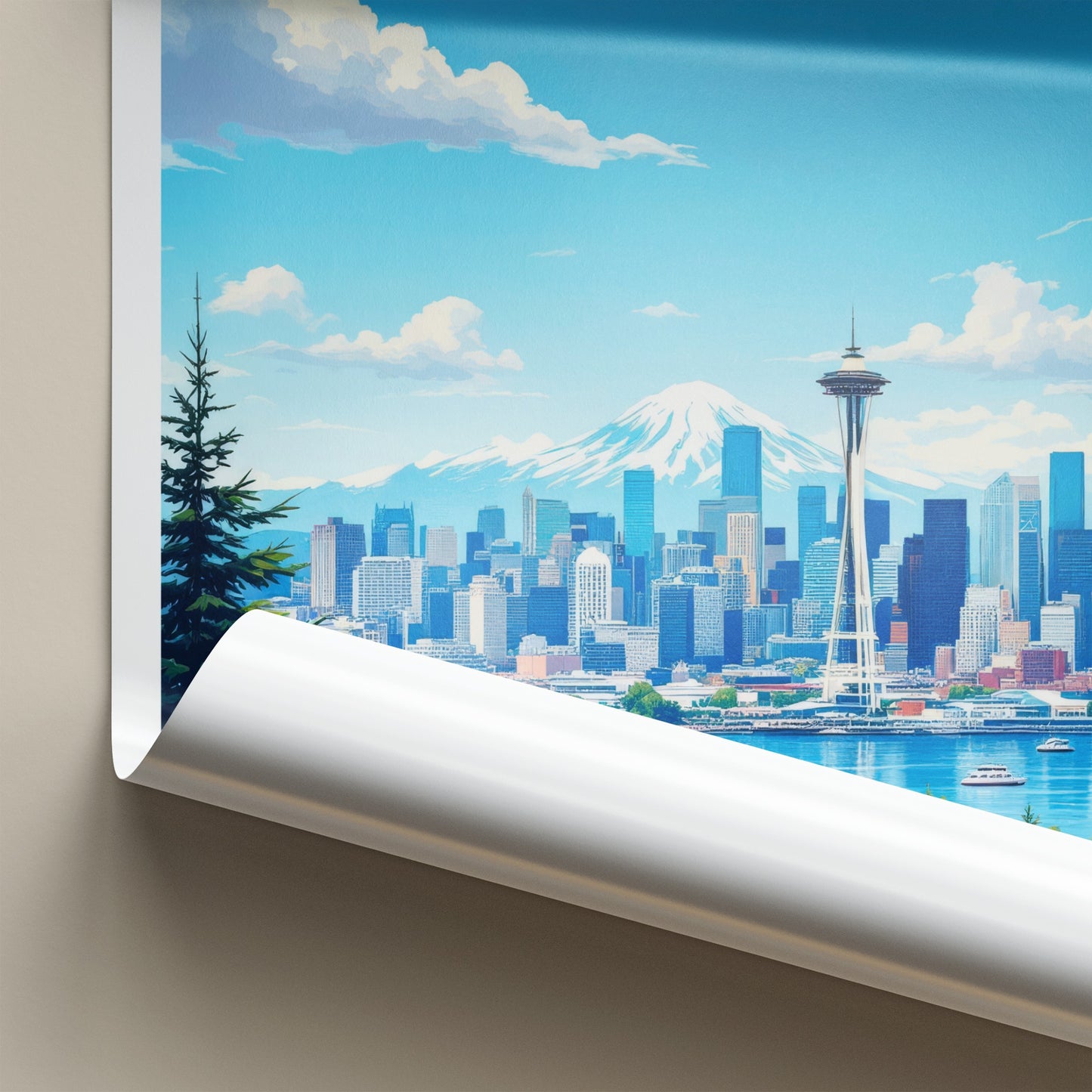 Seattle Poster - Washington Art Print - Mountain City Marina Wall Decor