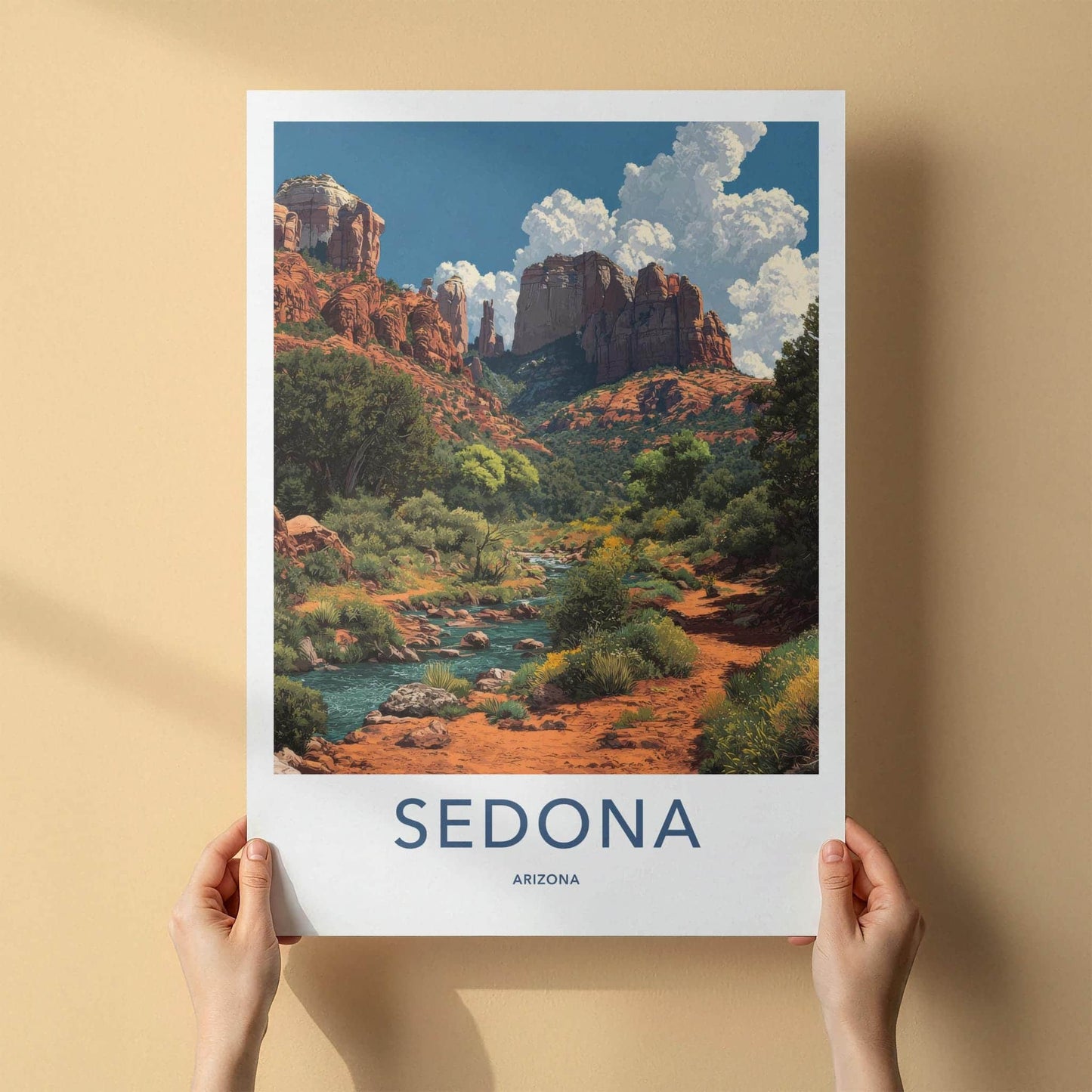 Sedona Poster - Arizona Travel Art - Vibrant Canyon Stream Wall Decor
