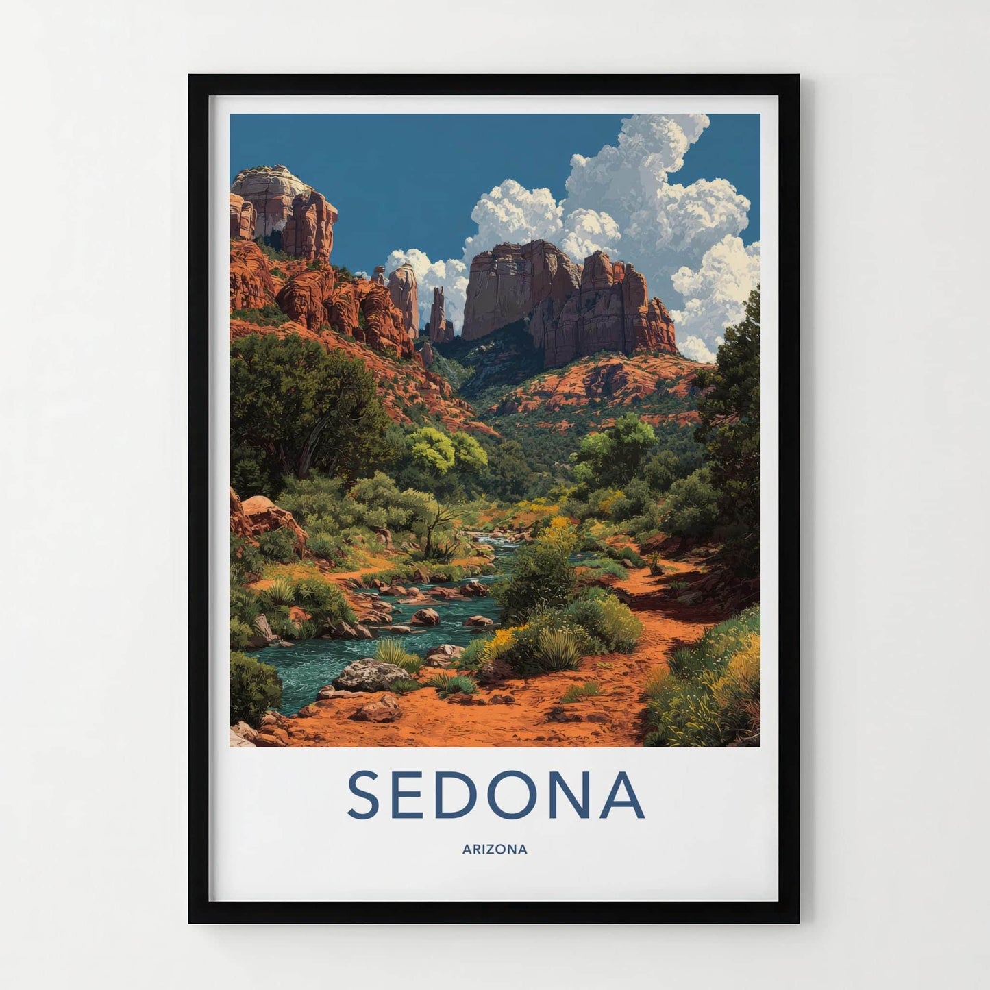 Sedona Poster - Arizona Travel Art - Vibrant Canyon Stream Wall Decor
