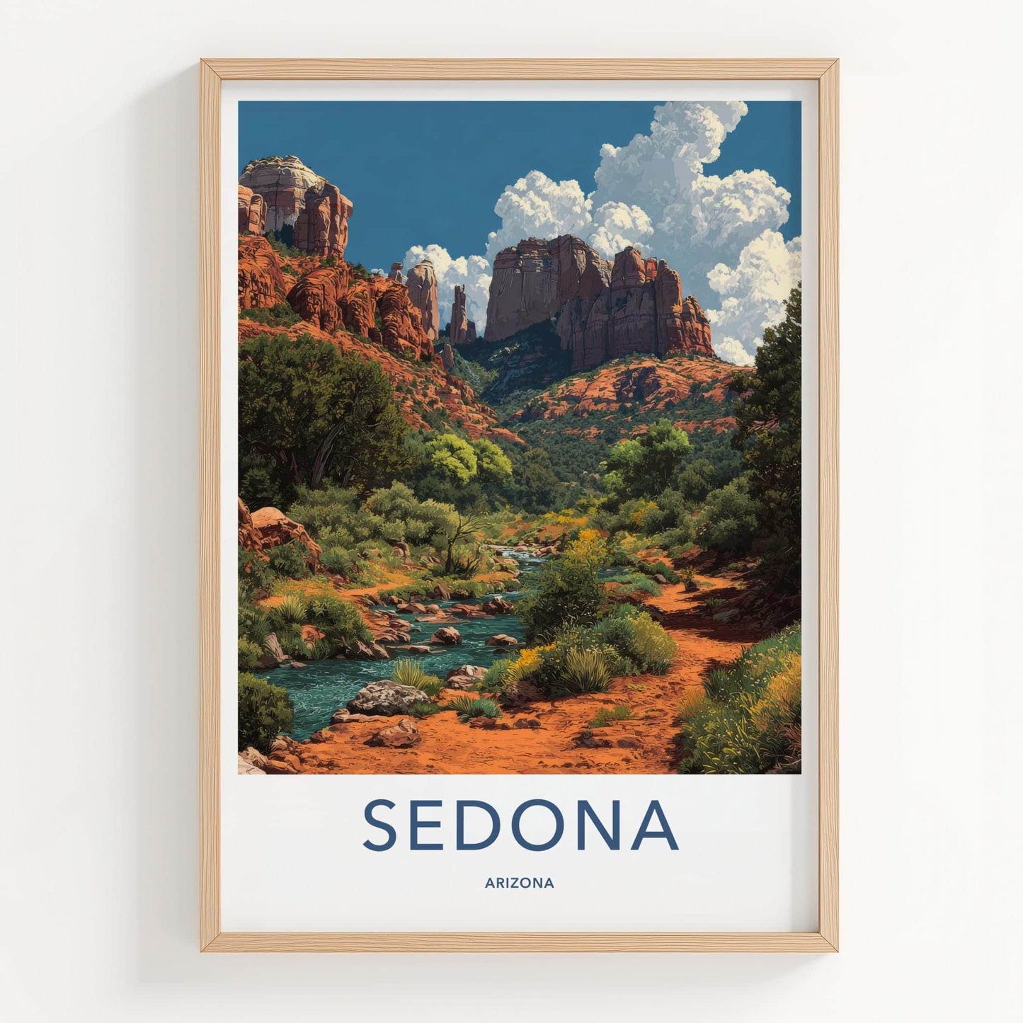Sedona Poster - Arizona Travel Art - Vibrant Canyon Stream Wall Decor