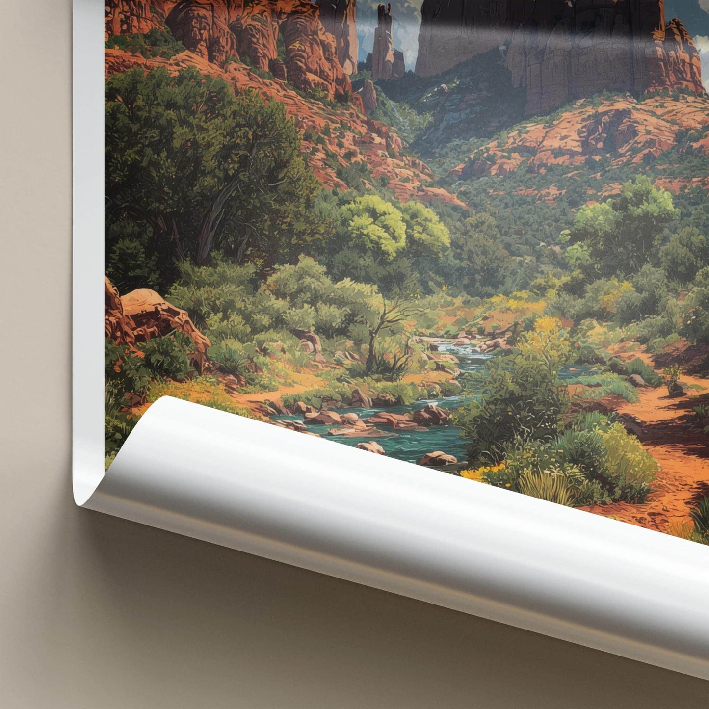 Sedona Poster - Arizona Travel Art - Vibrant Canyon Stream Wall Decor