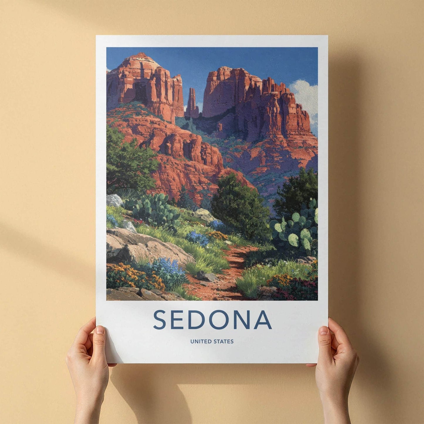 Sedona Poster - Arizona Travel Art - Vibrant Desert Landscape Home Decor