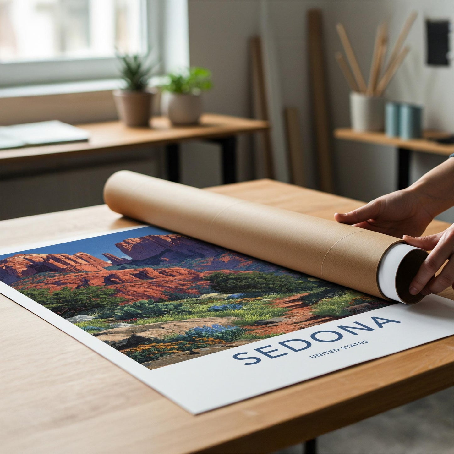 Sedona Poster - Arizona Travel Art - Vibrant Desert Landscape Home Decor