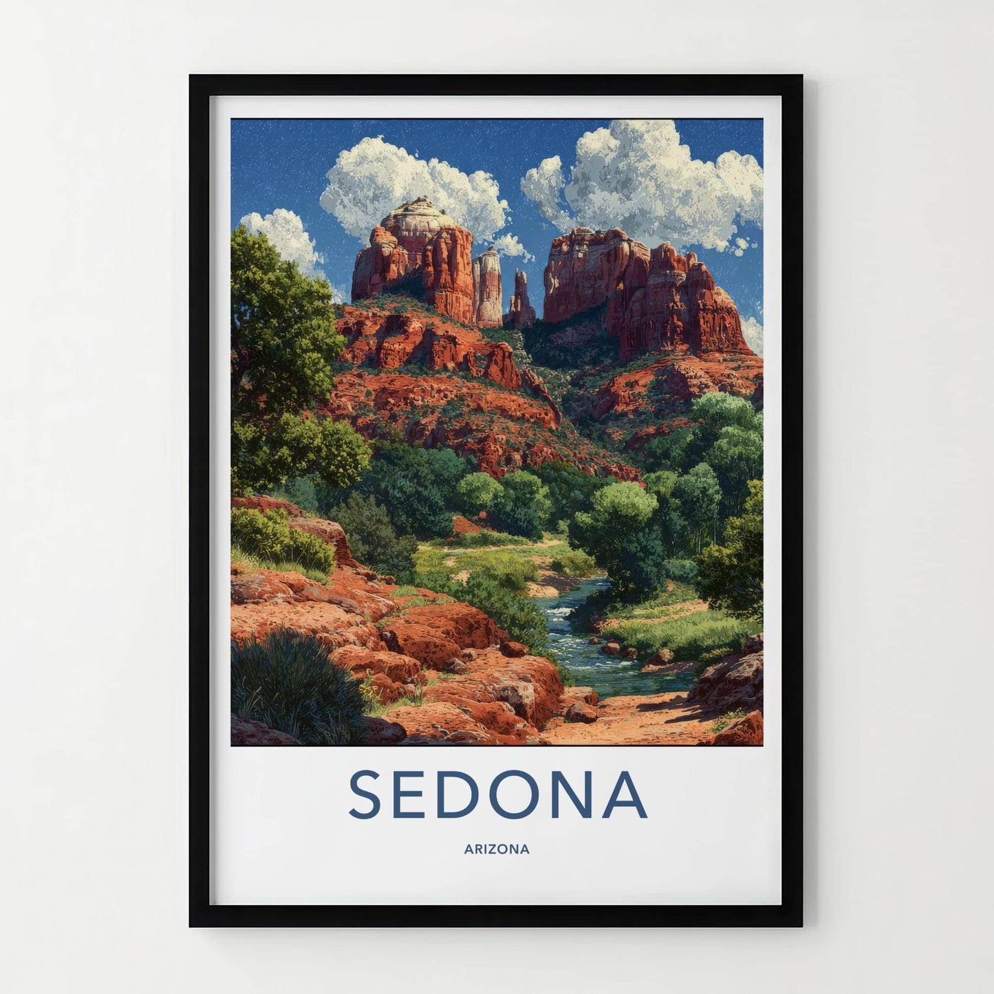 Sedona Poster - Arizona Travel Art - Winding River Canyon Home Decor