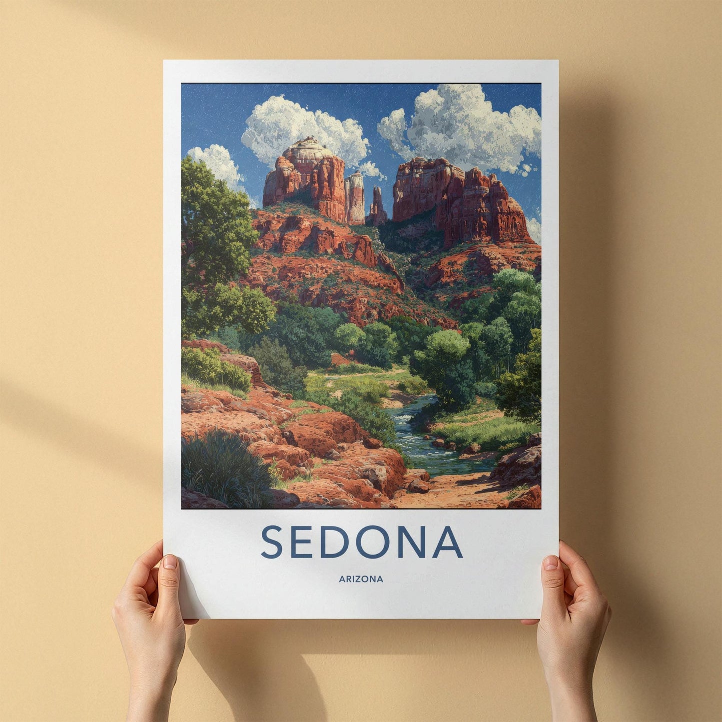 Sedona Poster - Arizona Travel Art - Winding River Canyon Home Decor