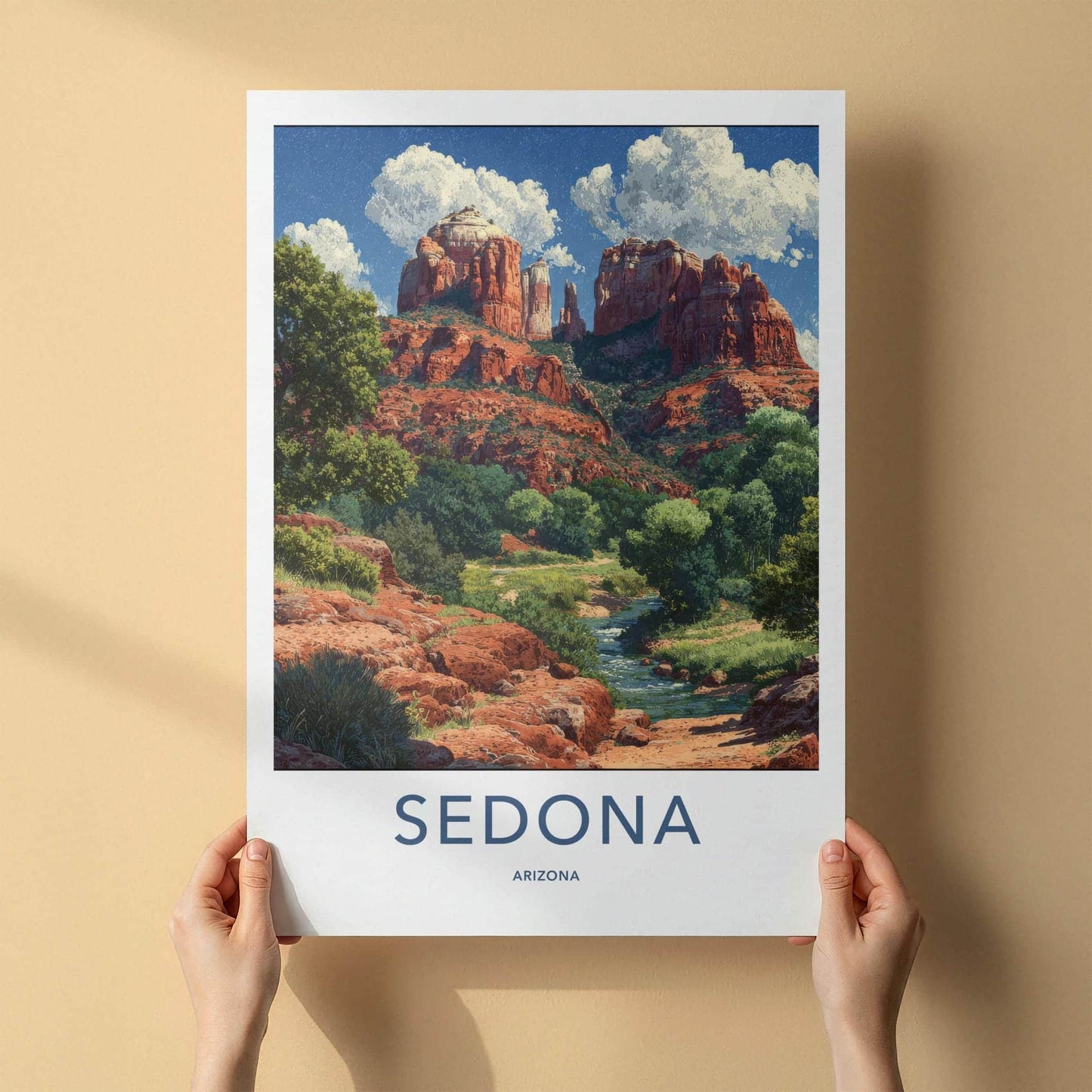 Sedona Poster - Arizona Travel Art - Winding River Canyon Home Decor