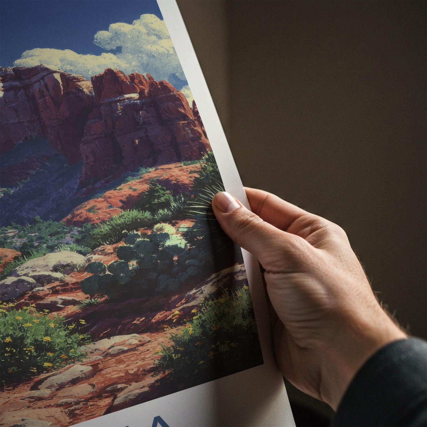 Sedona Poster - Arizona Travel Print - Desert Cactus Formations Gallery Art