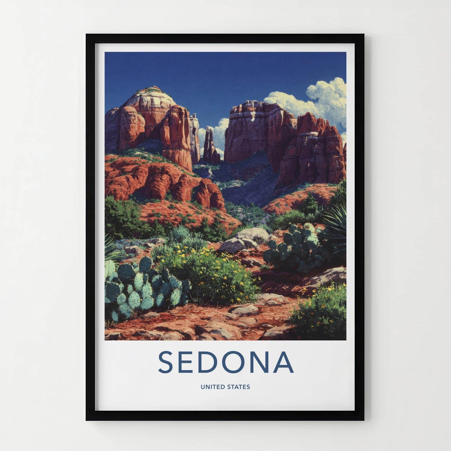 Sedona Poster - Arizona Travel Print - Desert Cactus Formations Gallery Art