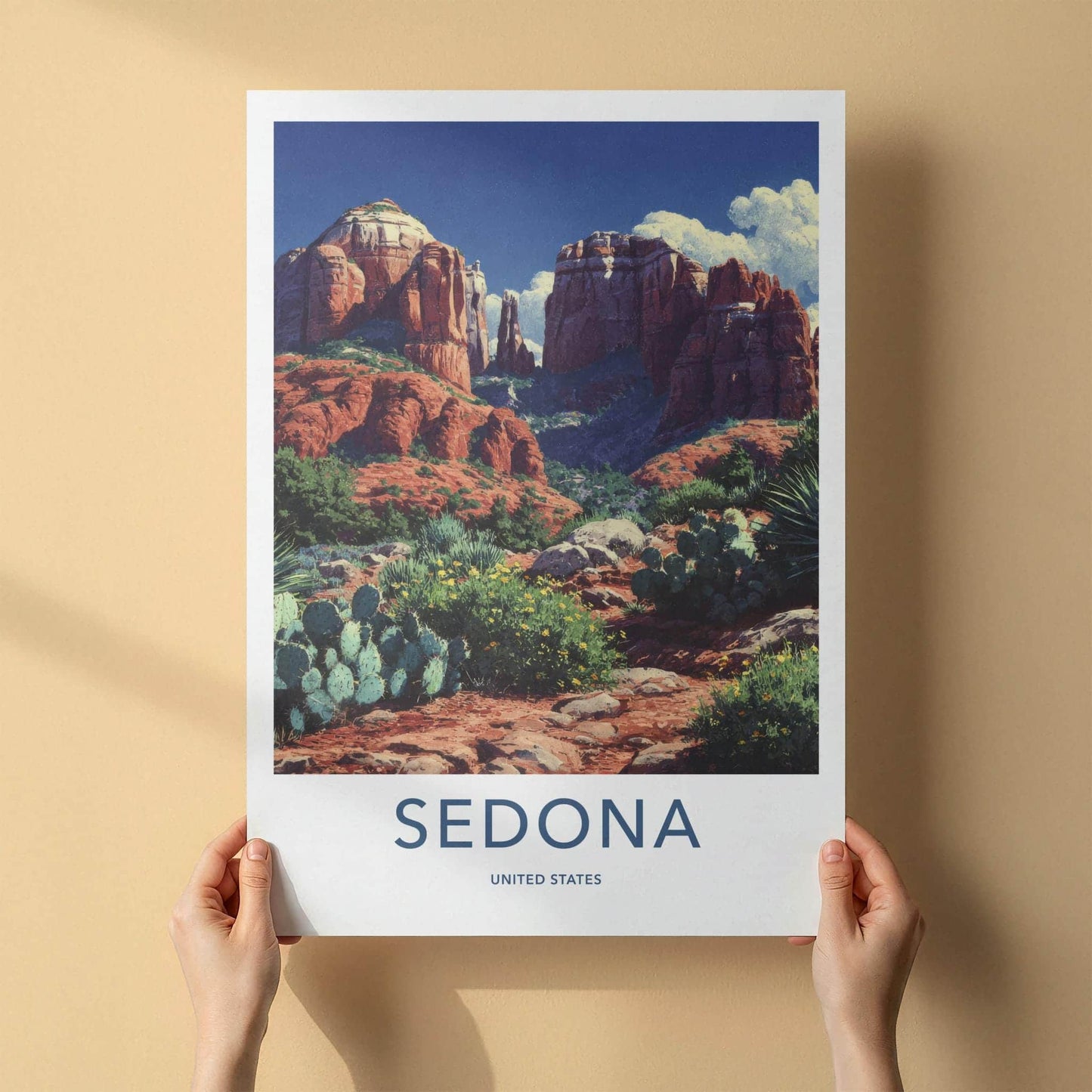 Sedona Poster - Arizona Travel Print - Desert Cactus Formations Gallery Art