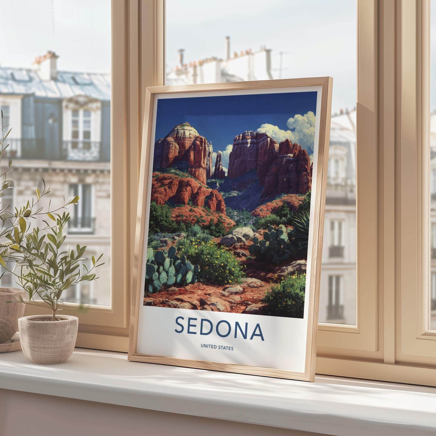 Sedona Poster - Arizona Travel Print - Desert Cactus Formations Gallery Art