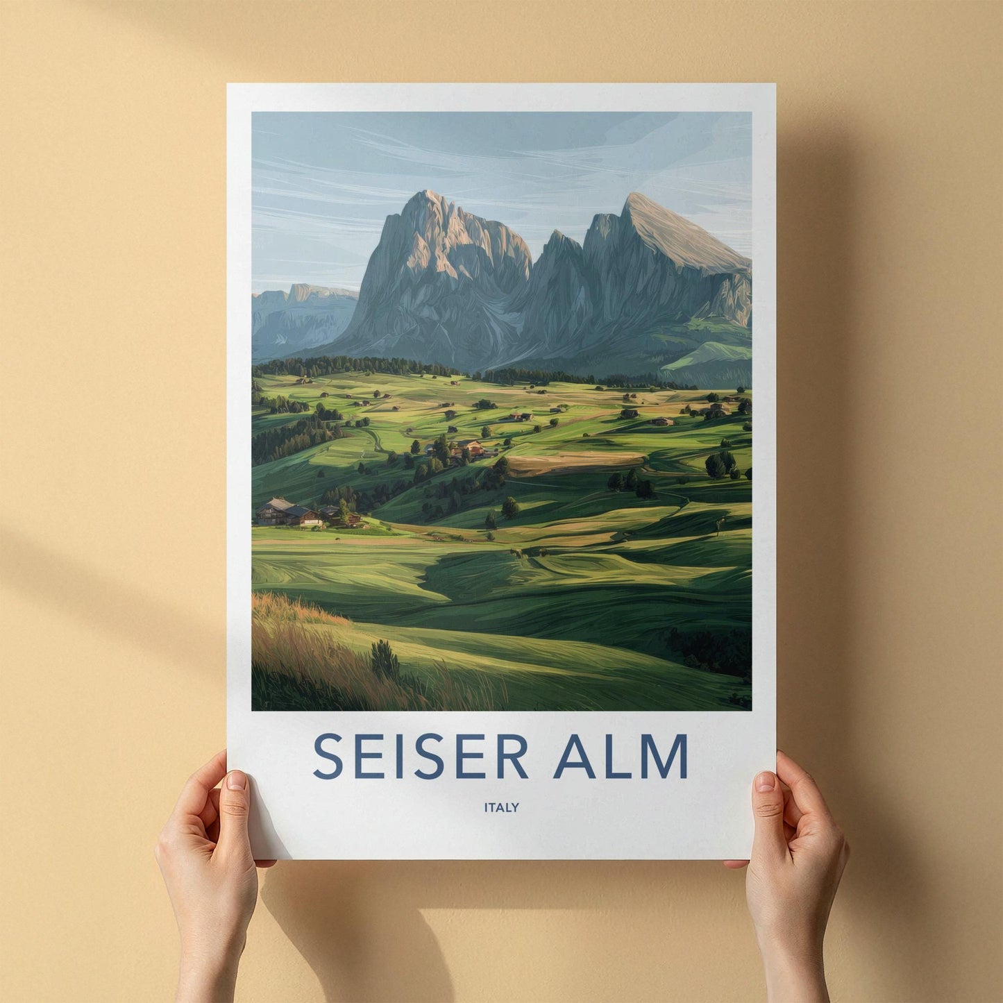 Seiser Alm Poster - Italy Travel Art - Dolomite Peak Panorama Wall Decor