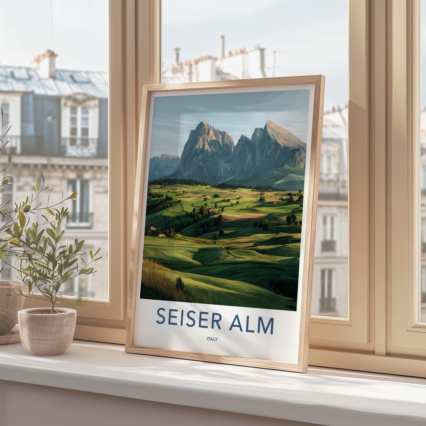 Seiser Alm Poster - Italy Travel Art - Dolomite Peak Panorama Wall Decor