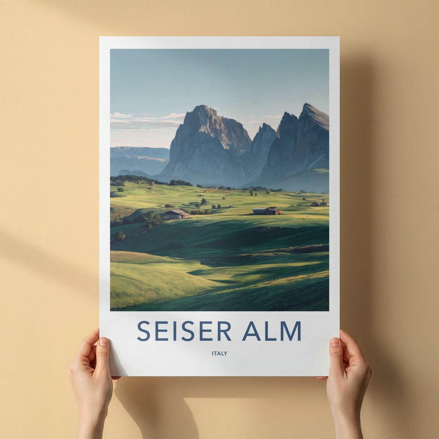 Seiser Alm Poster - Italy Travel Art - Lush Valley Peaks Home Decor