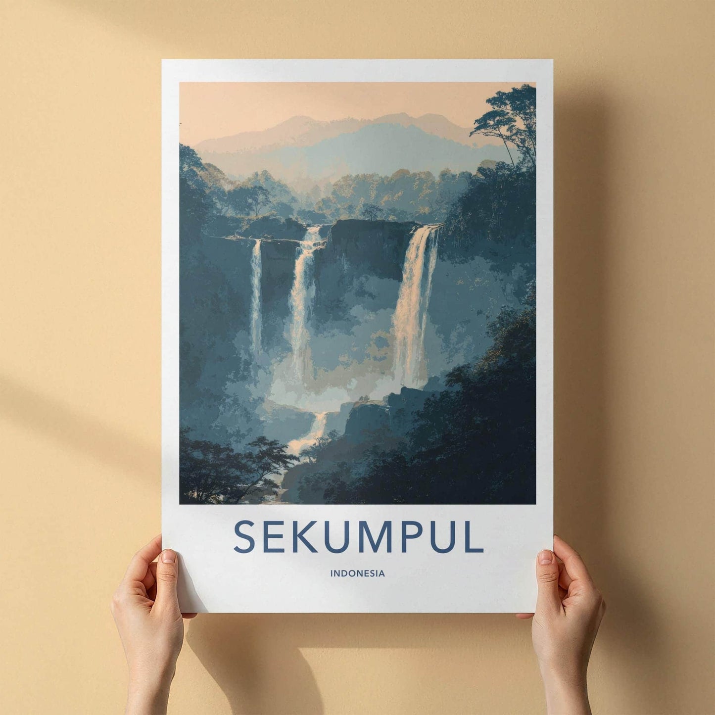 Sekumpul Poster - Indonesia Wall Art - Cascading Jungle Waterfalls Home Decor