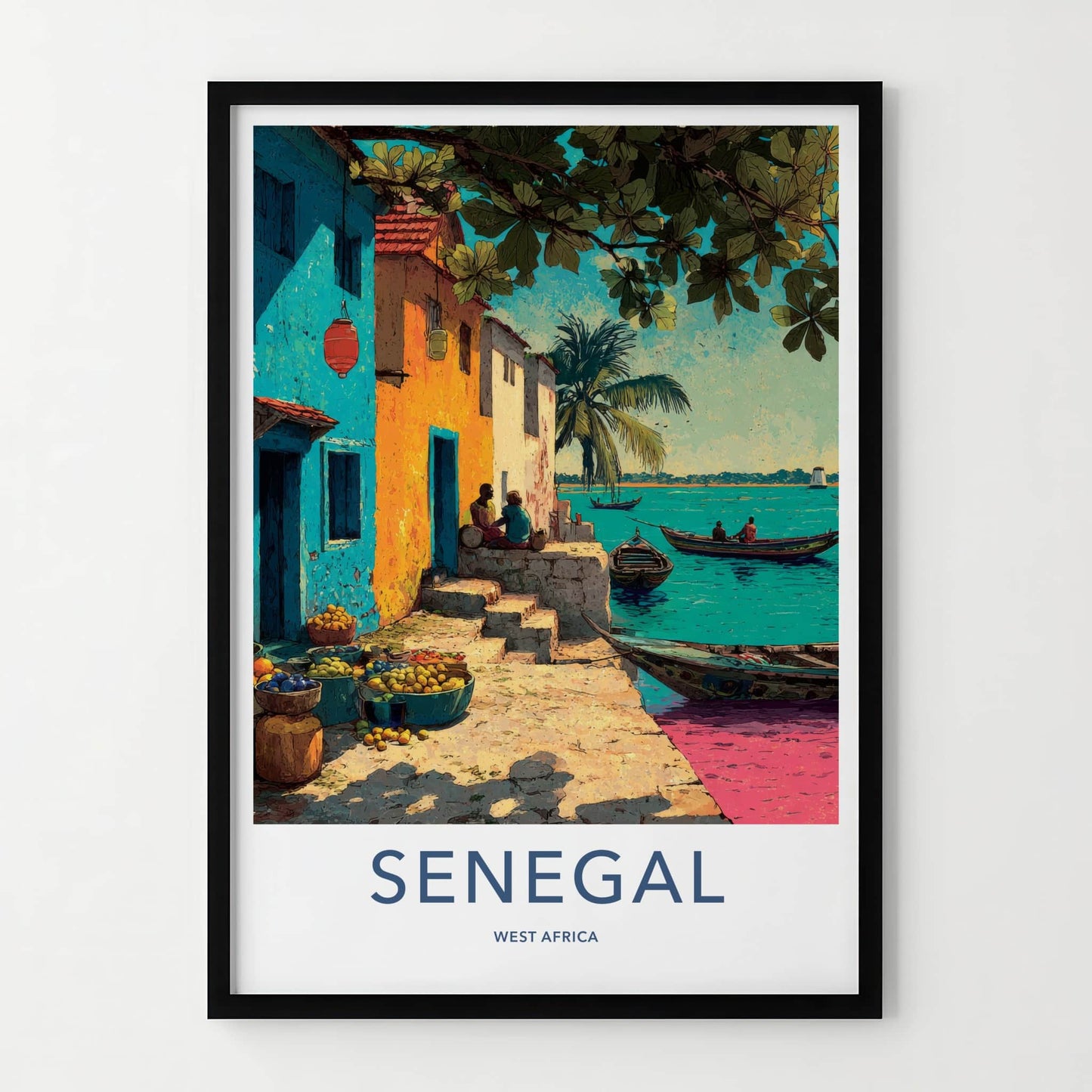 Senegal Poster - Senegal Travel Art - Coastal Village Art Print