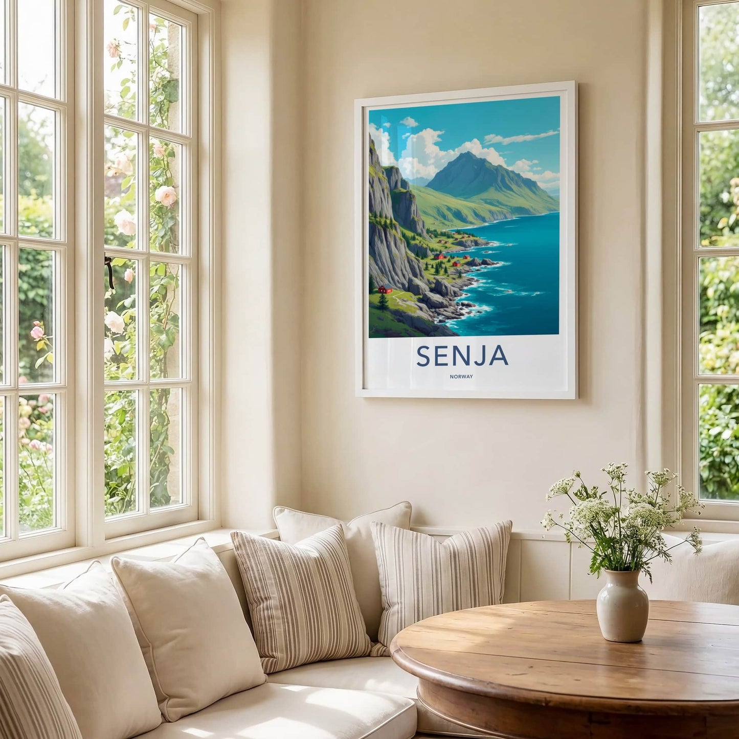 Senja Poster - Norway Travel Art - Scenic Island Village Home Decor