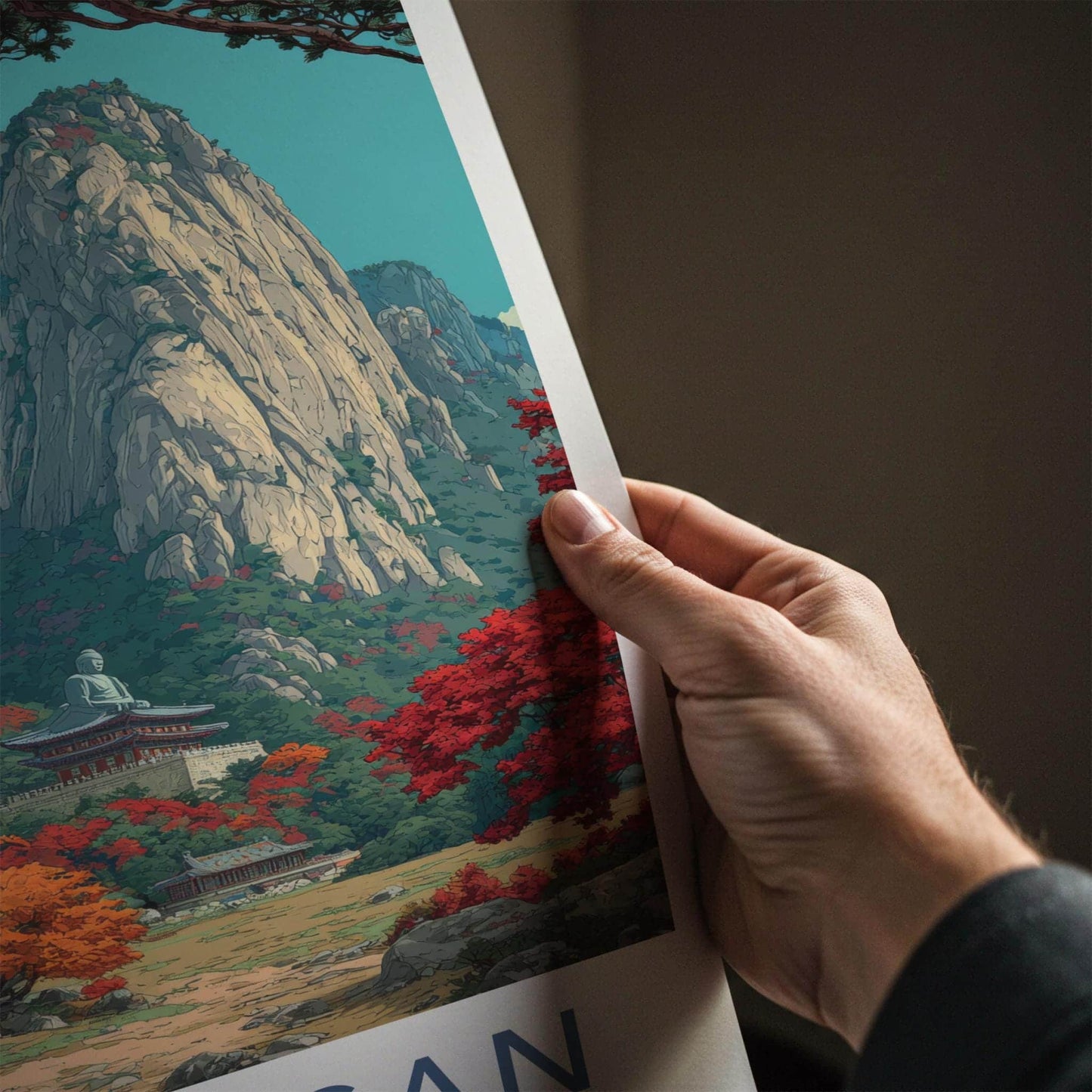 Seoraksan Poster - South Korea Travel Art - Autumn Mountain Temple Home Decor