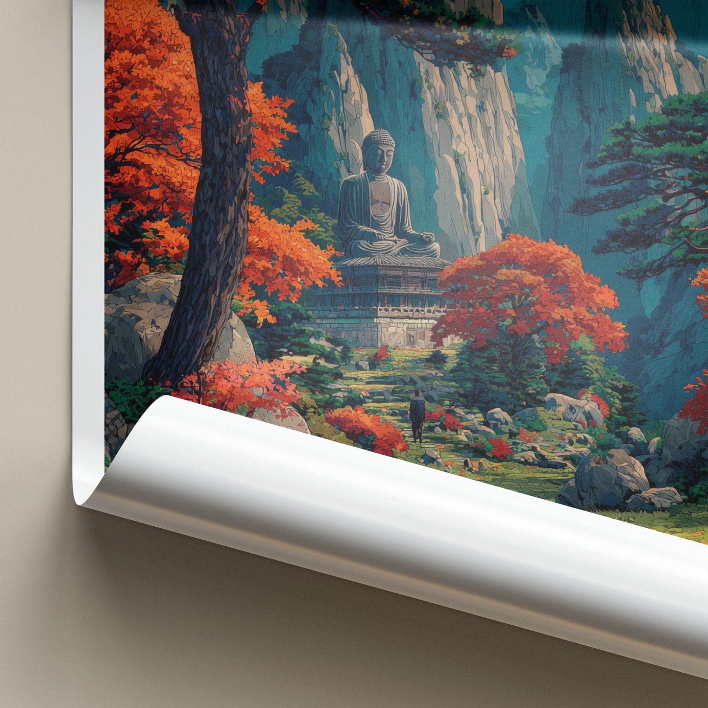 Seoraksan Poster - South Korea Travel Art - Serene Buddha Valley Wall Decor