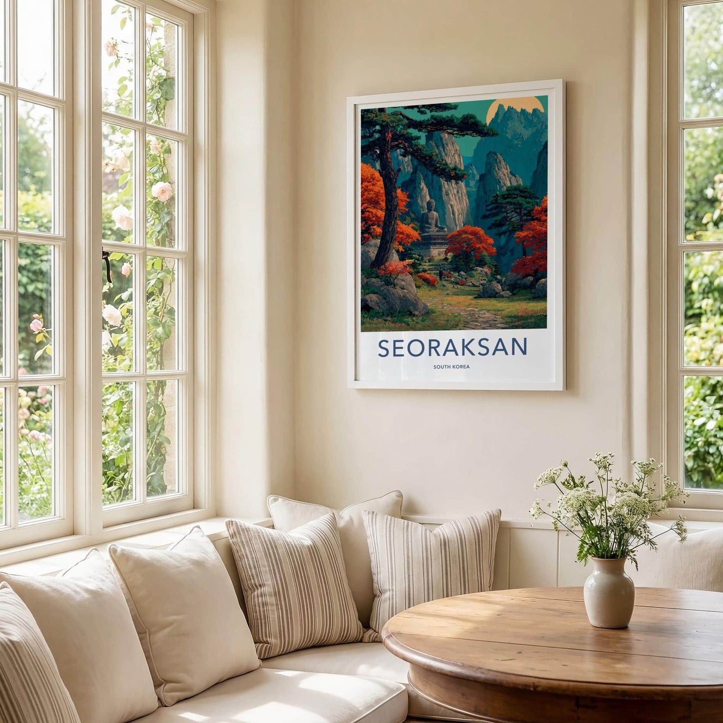 Seoraksan Poster - South Korea Travel Art - Serene Buddha Valley Wall Decor