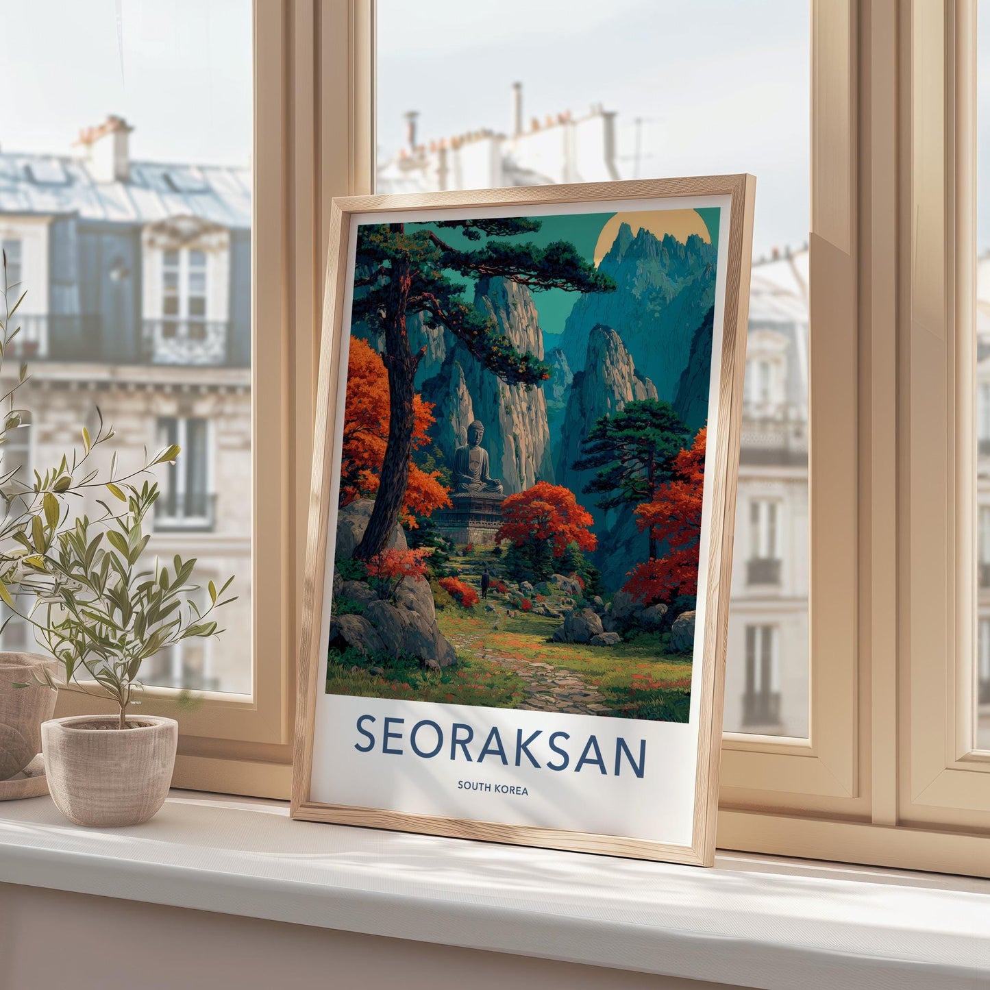 Seoraksan Poster - South Korea Travel Art - Serene Buddha Valley Wall Decor