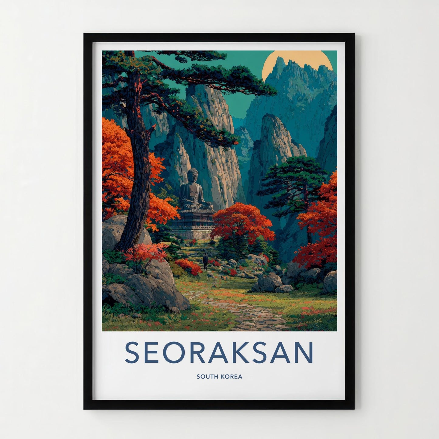 Seoraksan Poster - South Korea Travel Art - Serene Buddha Valley Wall Decor