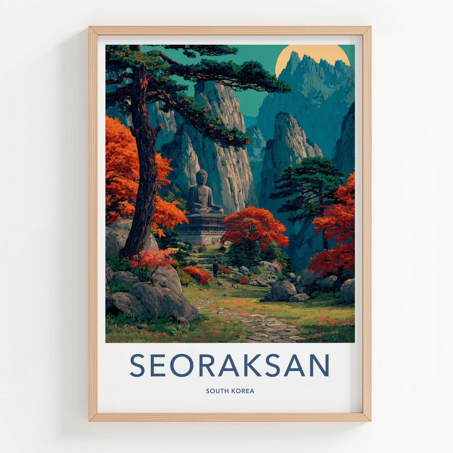 Seoraksan Poster - South Korea Travel Art - Serene Buddha Valley Wall Decor