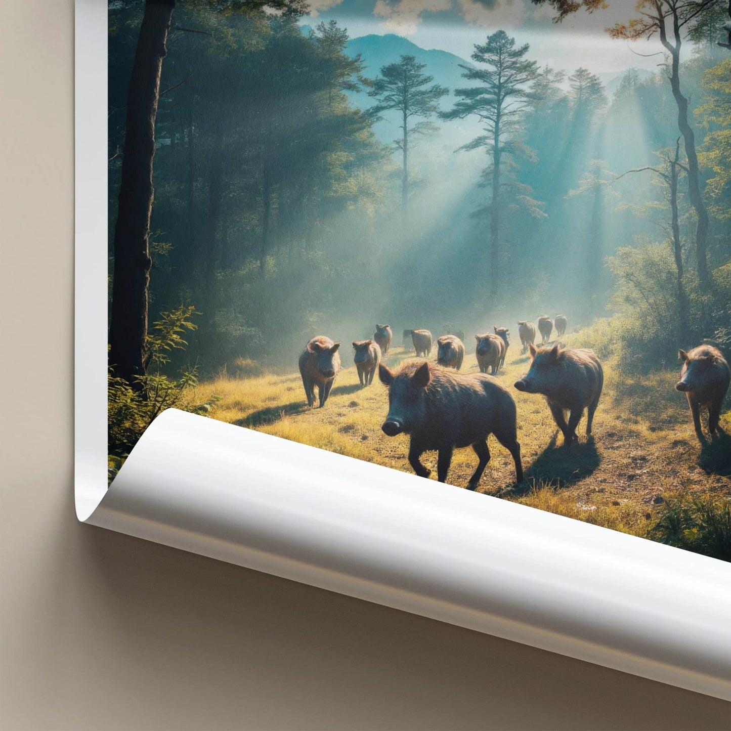 Seoraksan Poster - South Korea Travel Art - Sunlit Forest Boars Home Decor