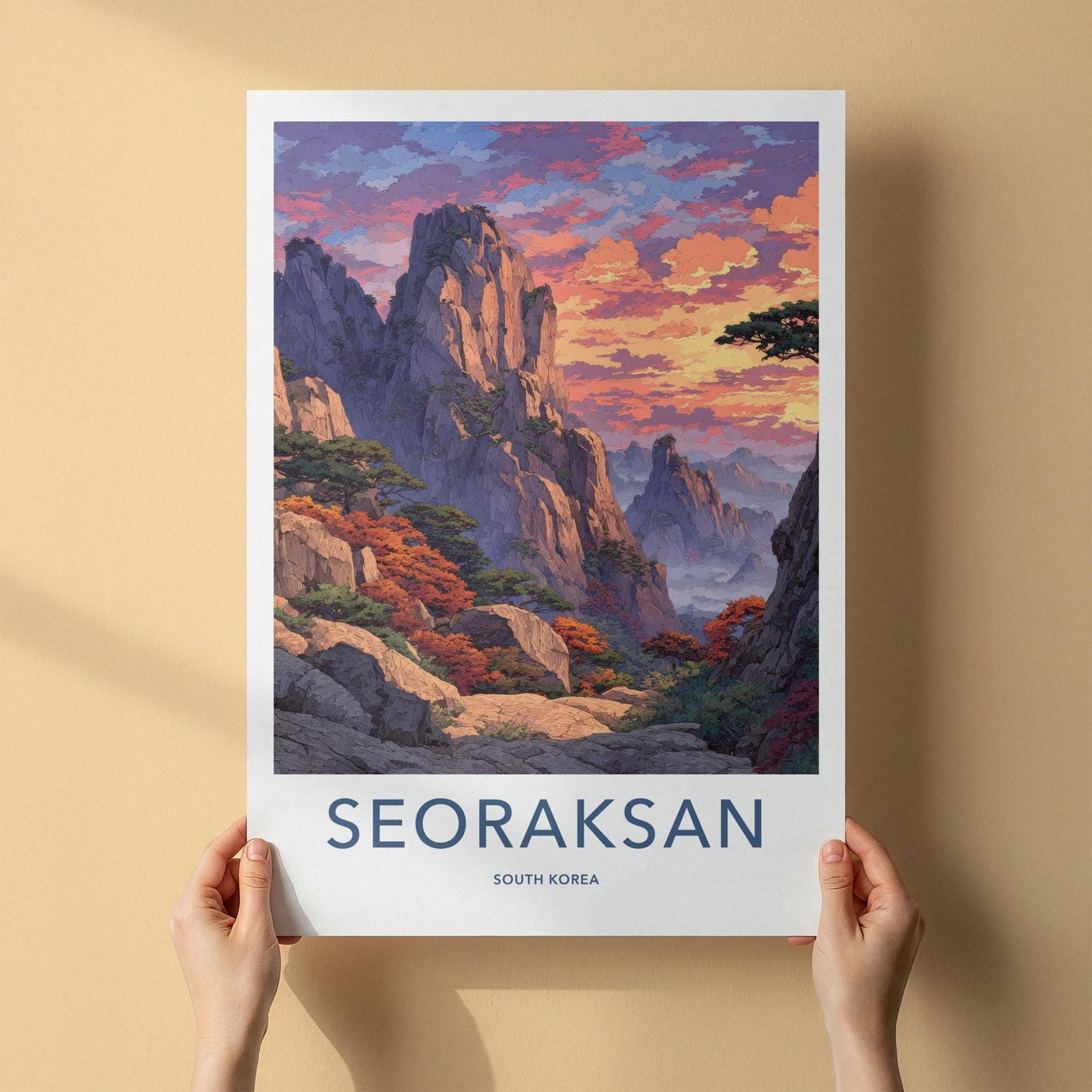 Seoraksan Poster - South Korea Travel Art - Vibrant Autumn Landscape Home Decor