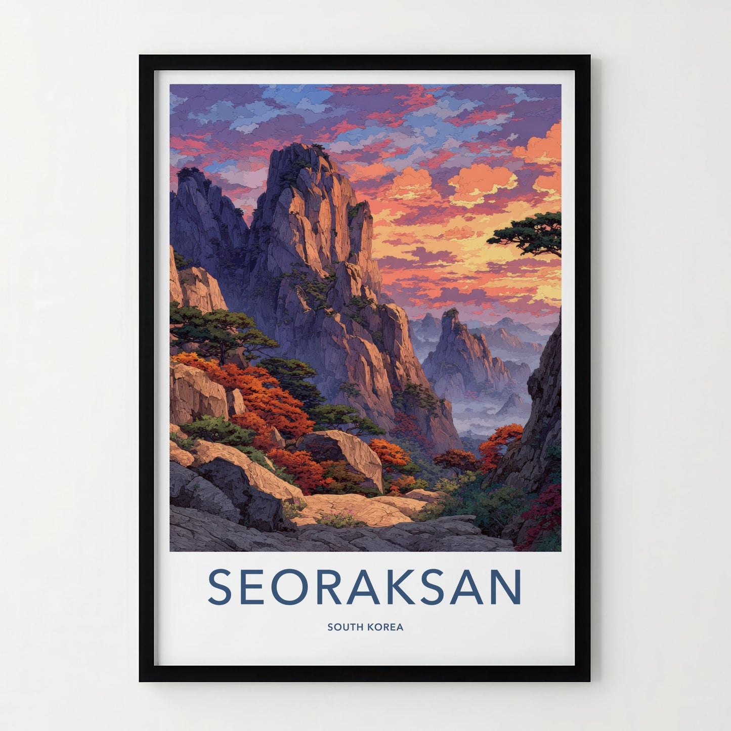 Seoraksan Poster - South Korea Travel Art - Vibrant Autumn Landscape Home Decor