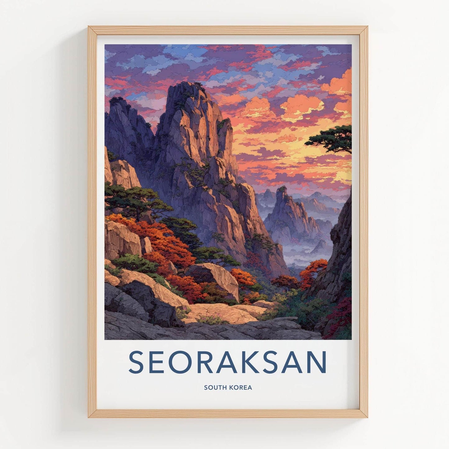 Seoraksan Poster - South Korea Travel Art - Vibrant Autumn Landscape Home Decor