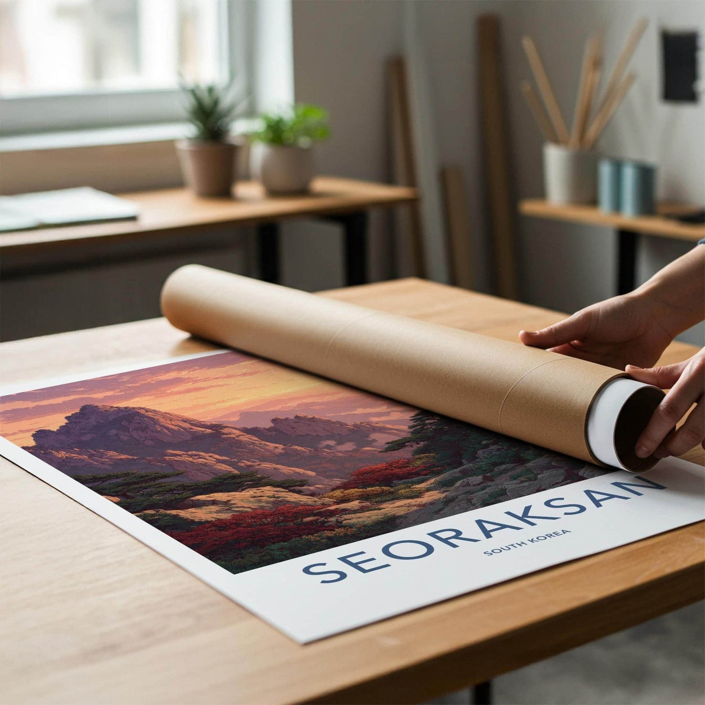 Seoraksan Poster - South Korea Wall Art - Sunset Mountain Landscape Home Decor