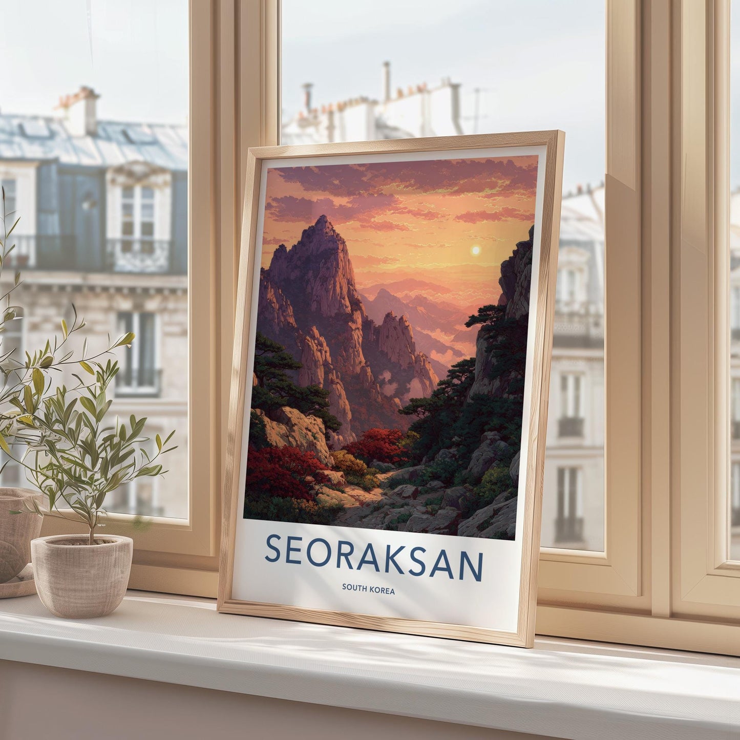 Seoraksan Poster - South Korea Wall Art - Sunset Mountain Landscape Home Decor