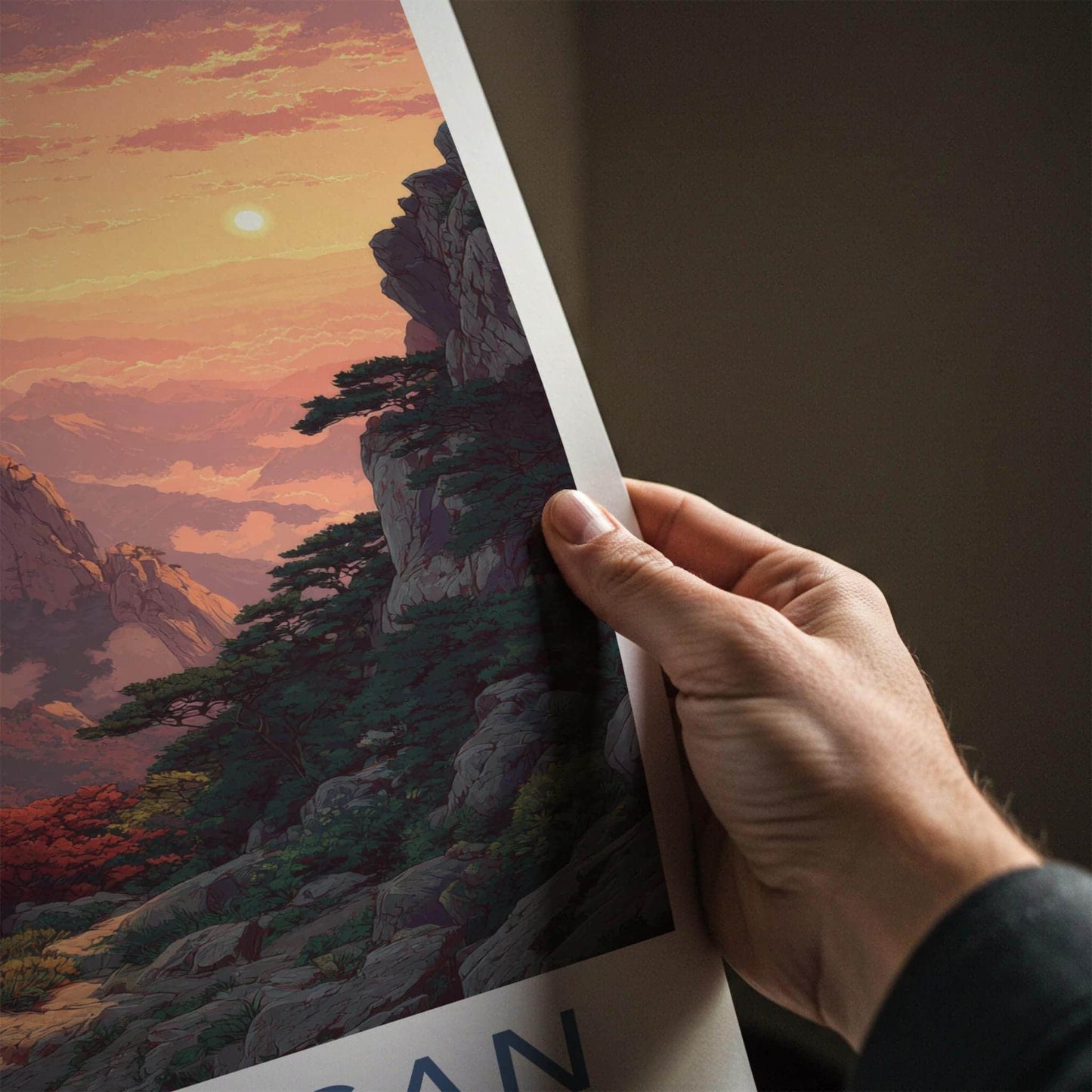 Seoraksan Poster - South Korea Wall Art - Sunset Mountain Landscape Home Decor