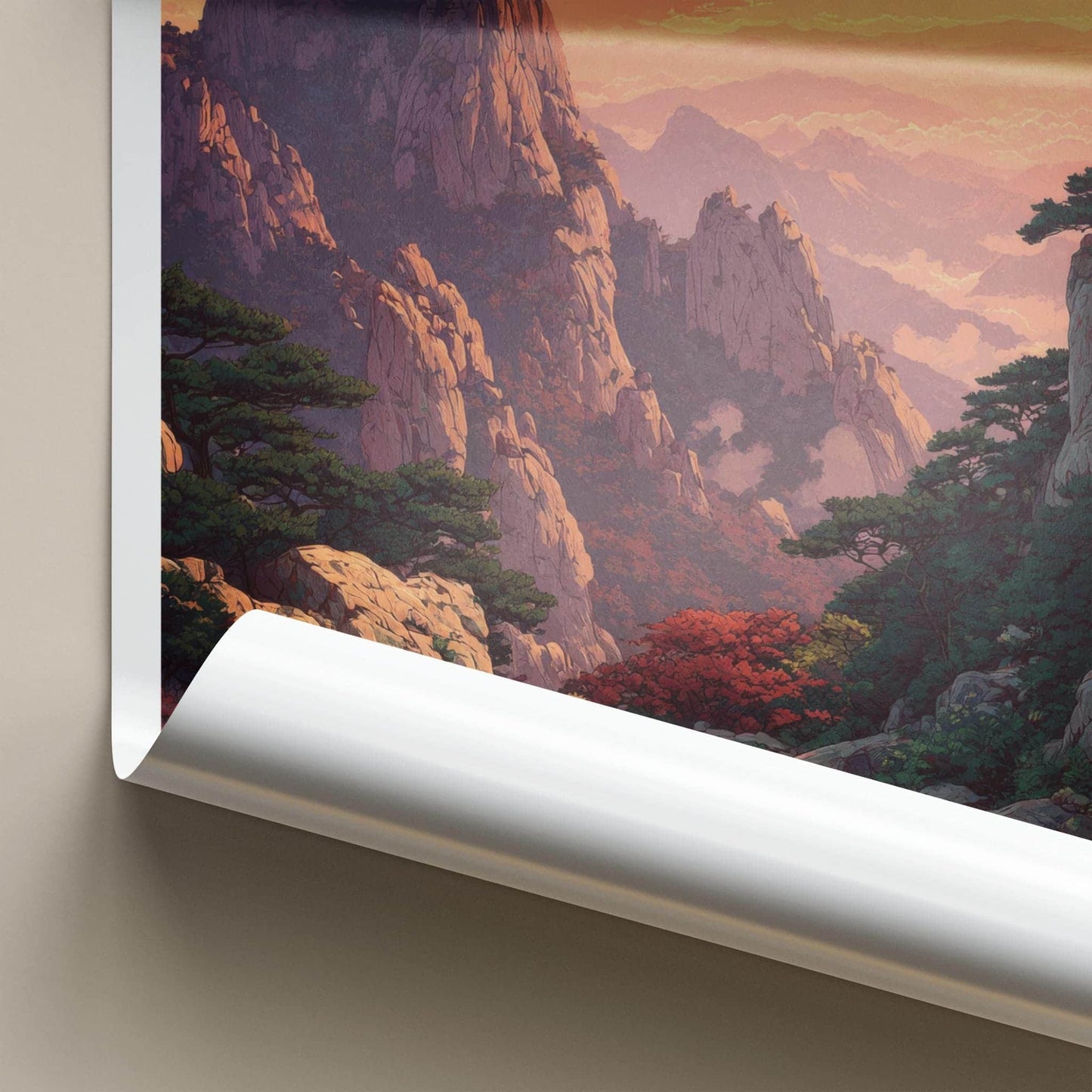 Seoraksan Poster - South Korea Wall Art - Sunset Mountain Landscape Home Decor