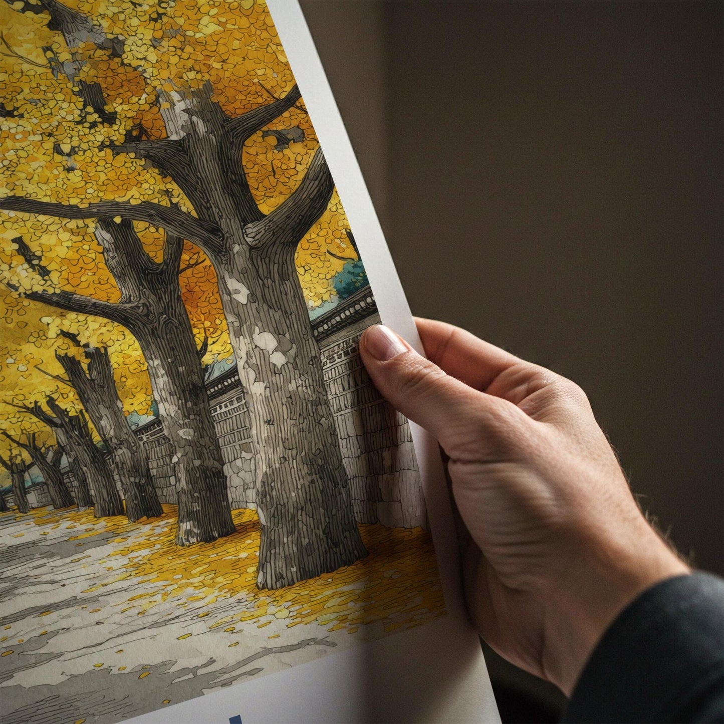 Seoul Poster - South Korea Travel Art - Golden Autumn Pathway Home Decor