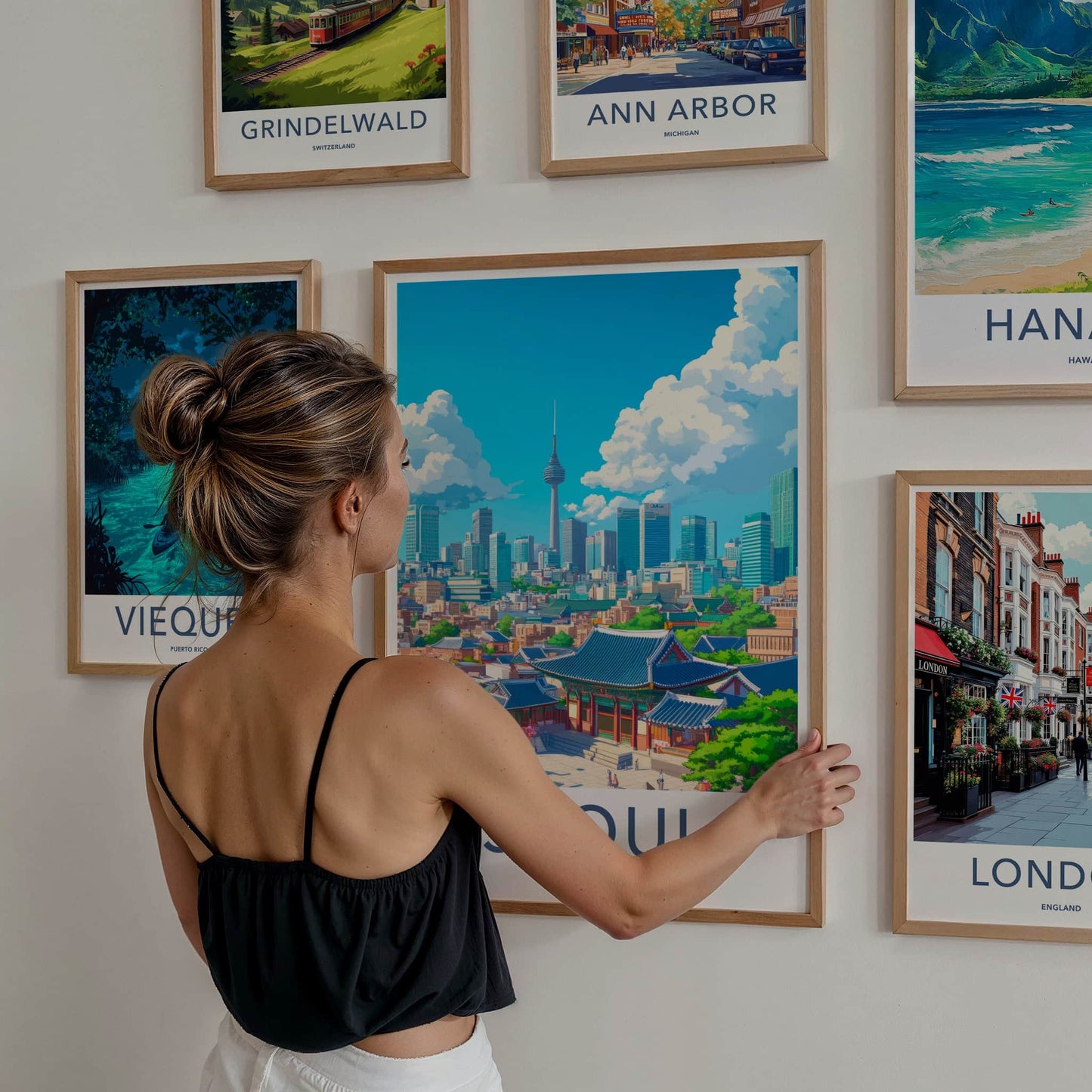 Seoul Poster - South Korea Travel Art - Traditional Modern Cityscape Wall Decor