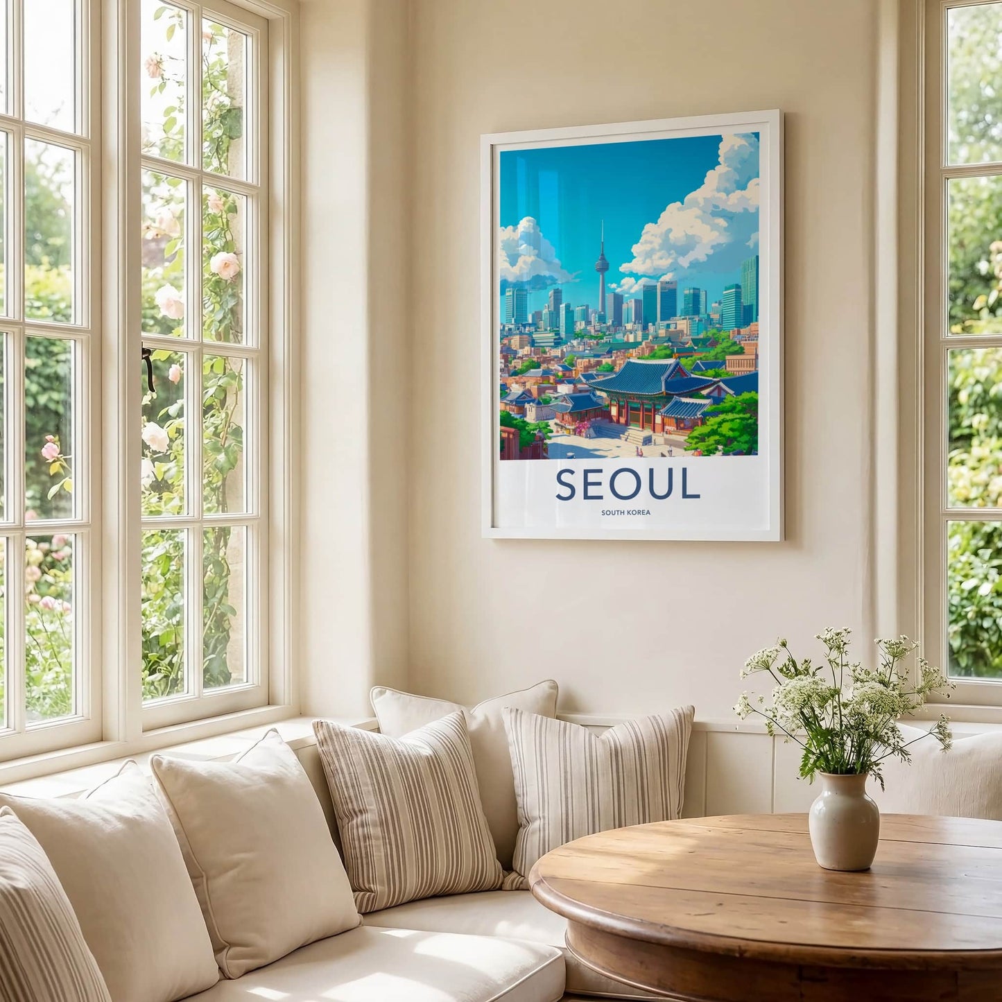 Seoul Poster - South Korea Travel Art - Traditional Modern Cityscape Wall Decor