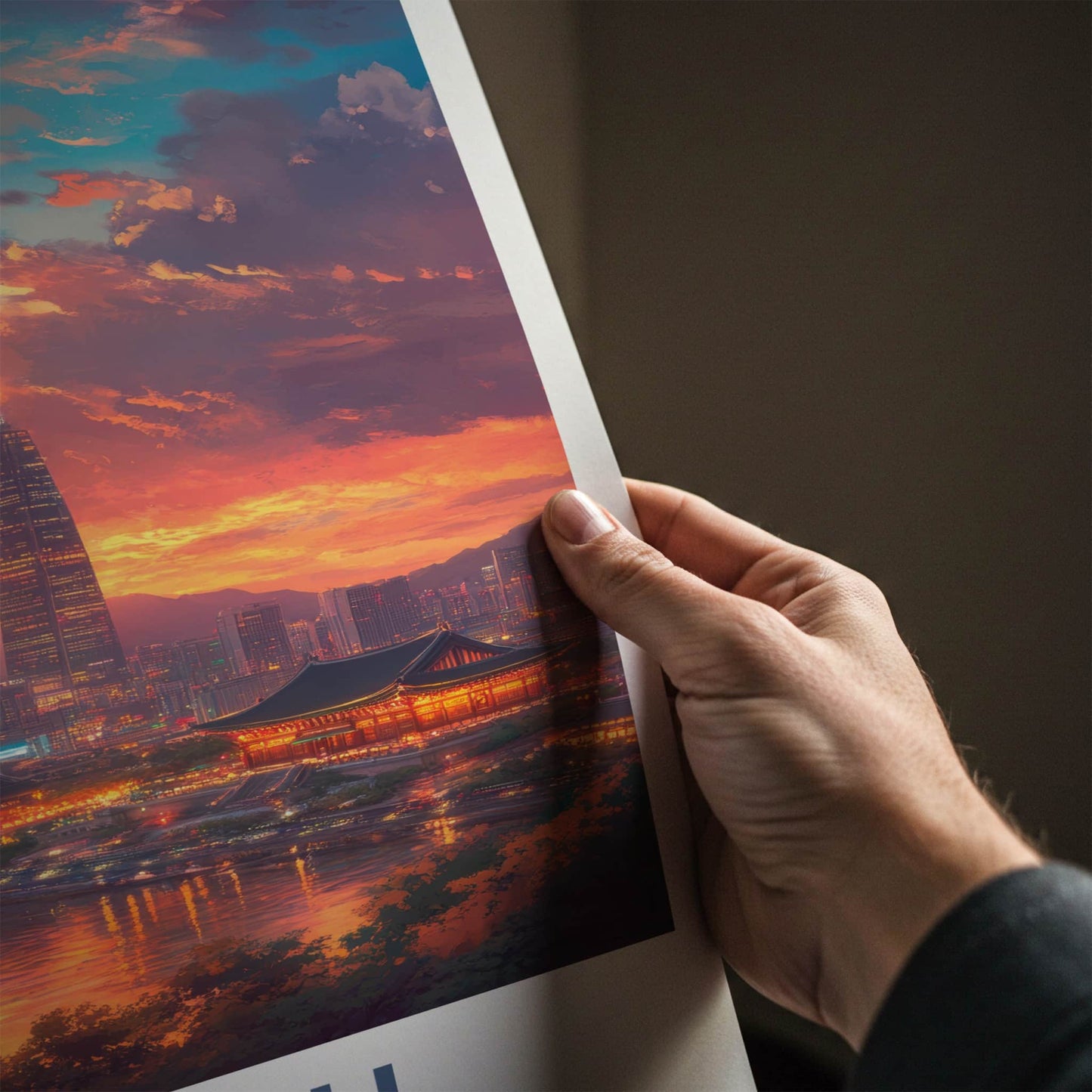 Seoul Poster - South Korea Travel Art - Vibrant City Sunset Wall Decor