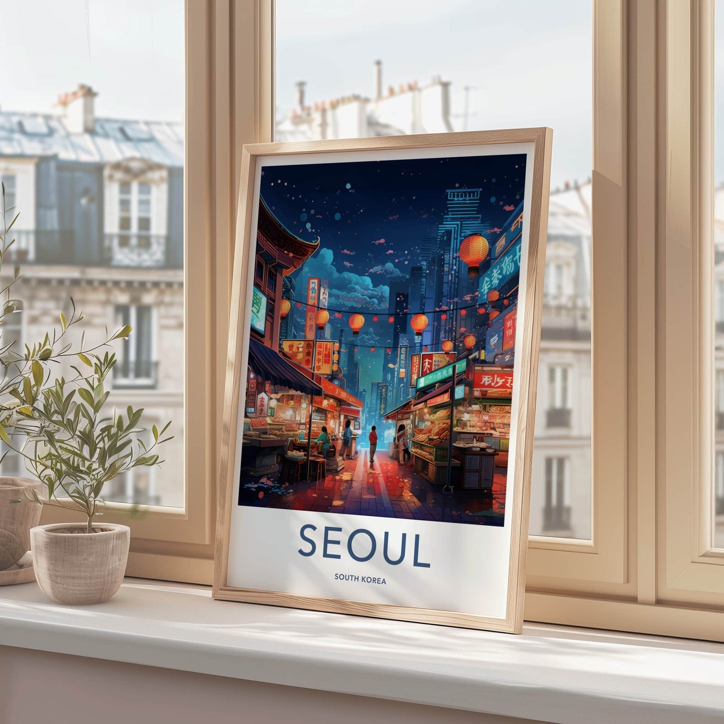 Seoul Poster - South Korea Travel Art - Vibrant Market Alley Wall Decor