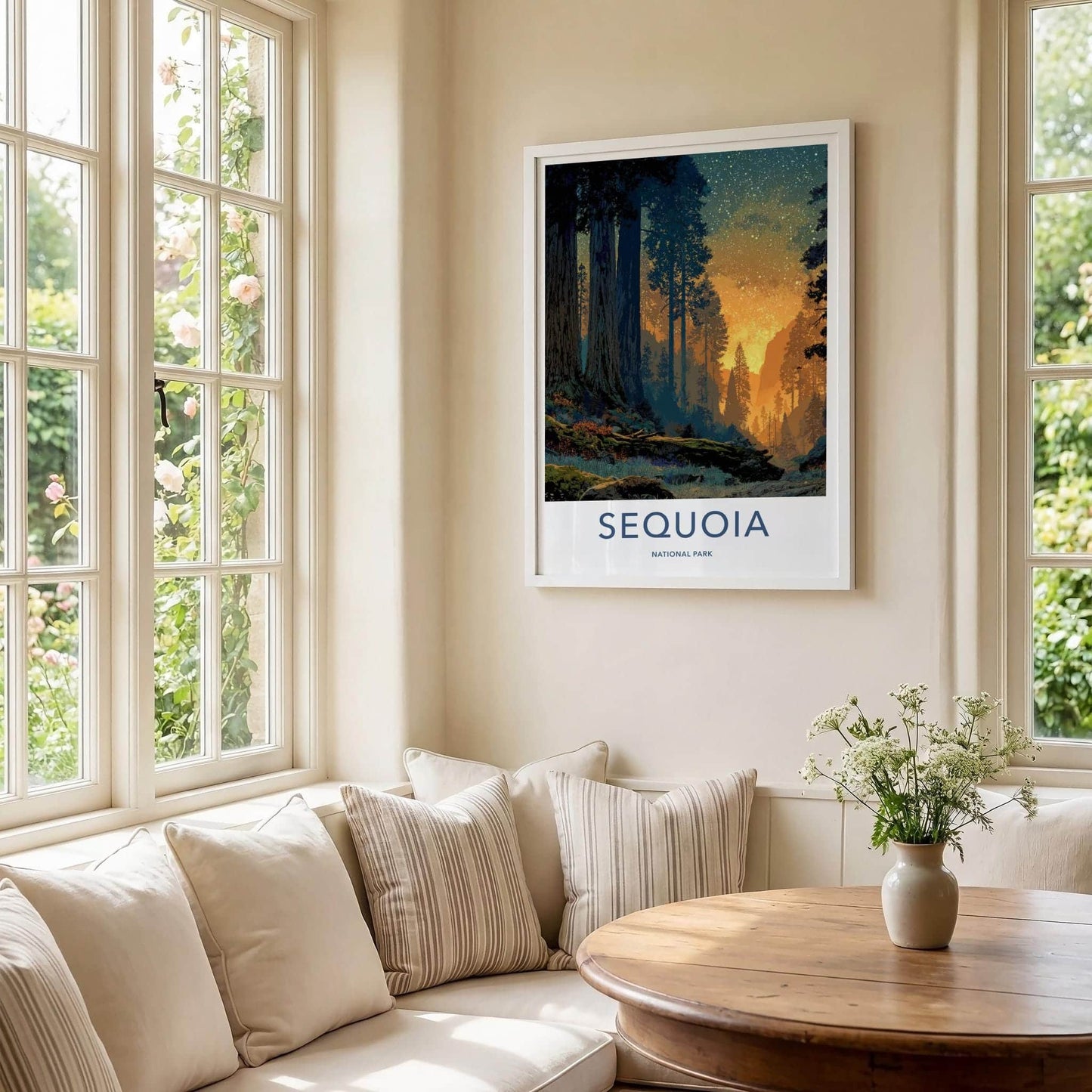 Sequoia National Park Poster - California Travel Art - Giant Trees Starry Glow Home Decor