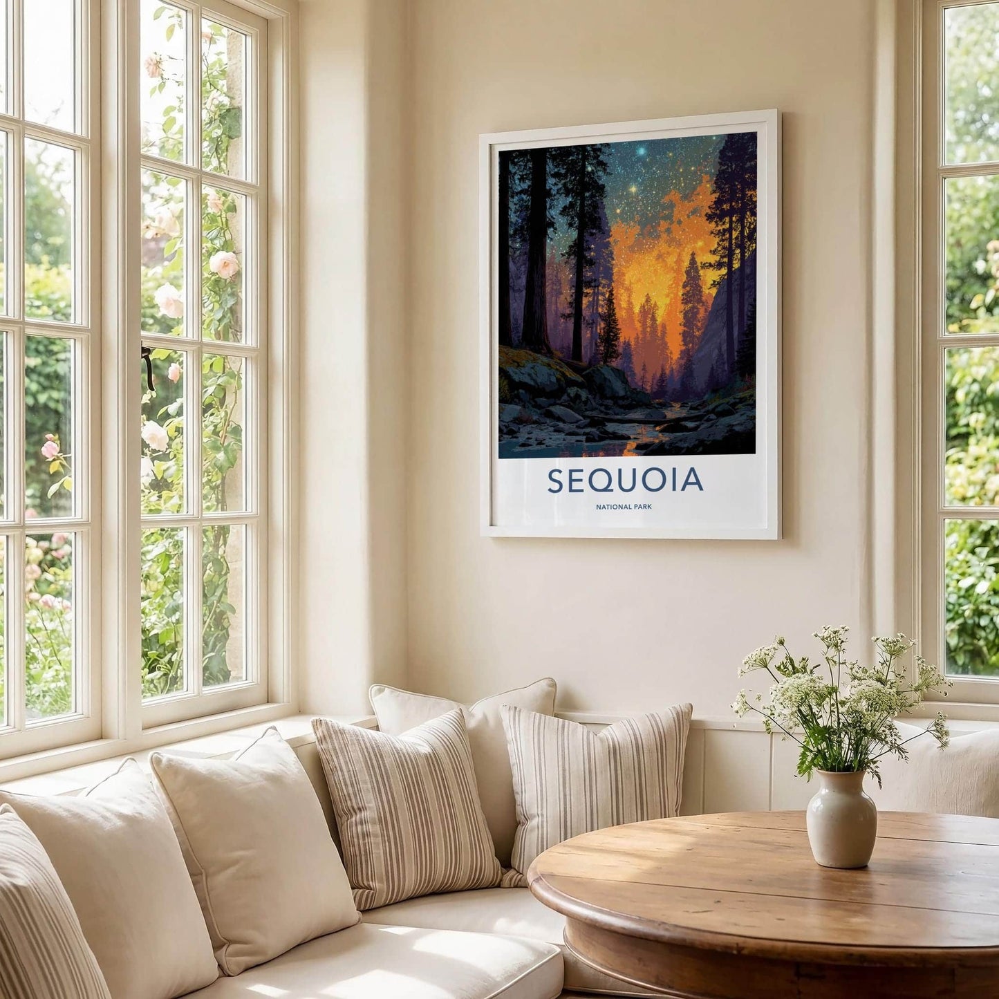Sequoia National Park Poster - California Wall Art - Radiant Night Forest Home Decor