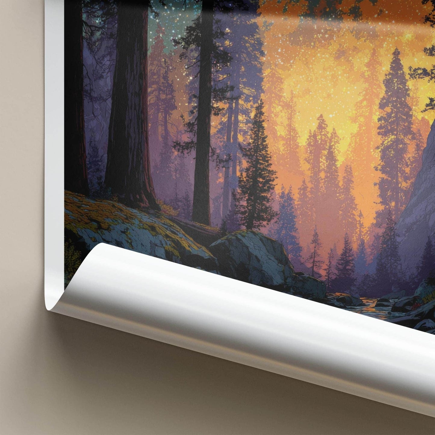 Sequoia National Park Poster - California Wall Art - Radiant Night Forest Home Decor