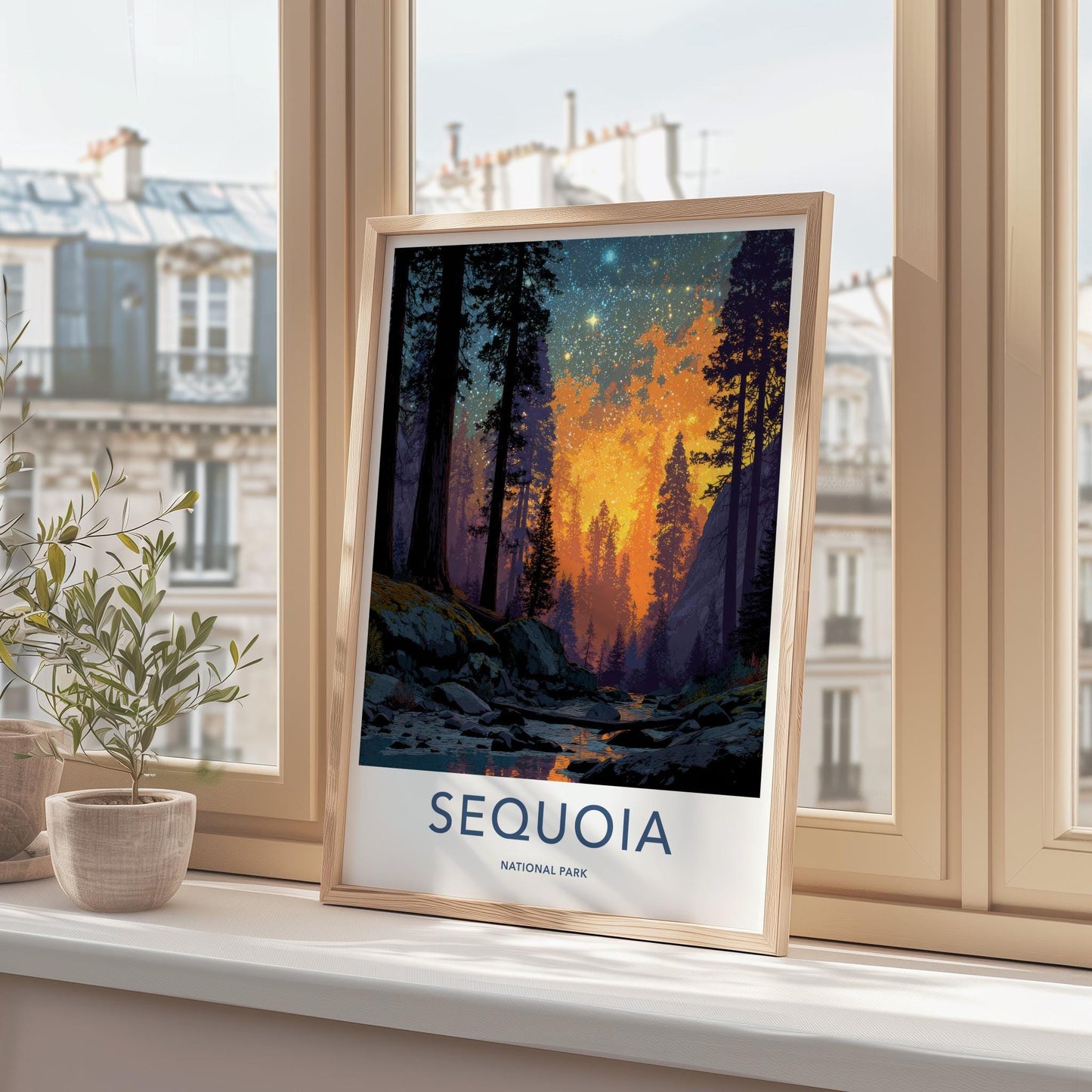 Sequoia National Park Poster - California Wall Art - Radiant Night Forest Home Decor