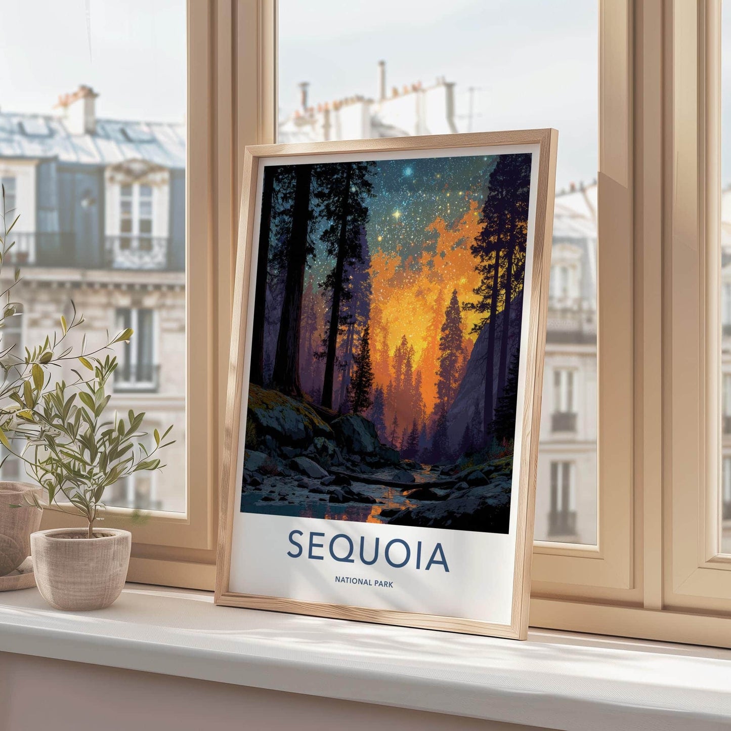 Sequoia National Park Poster - California Wall Art - Radiant Night Forest Home Decor