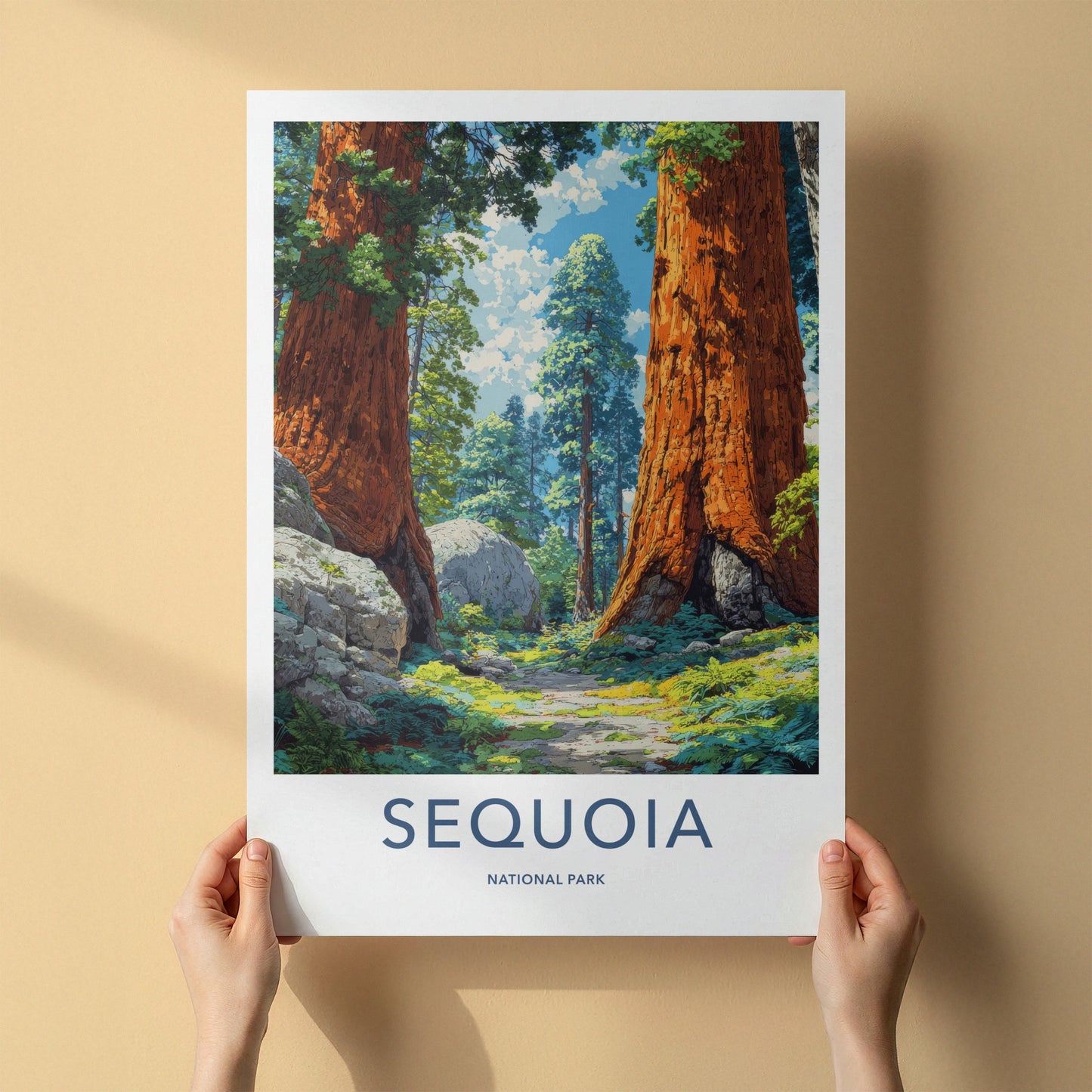 Sequoia Poster - California Travel Art - Giant Redwood Forest Home Decor