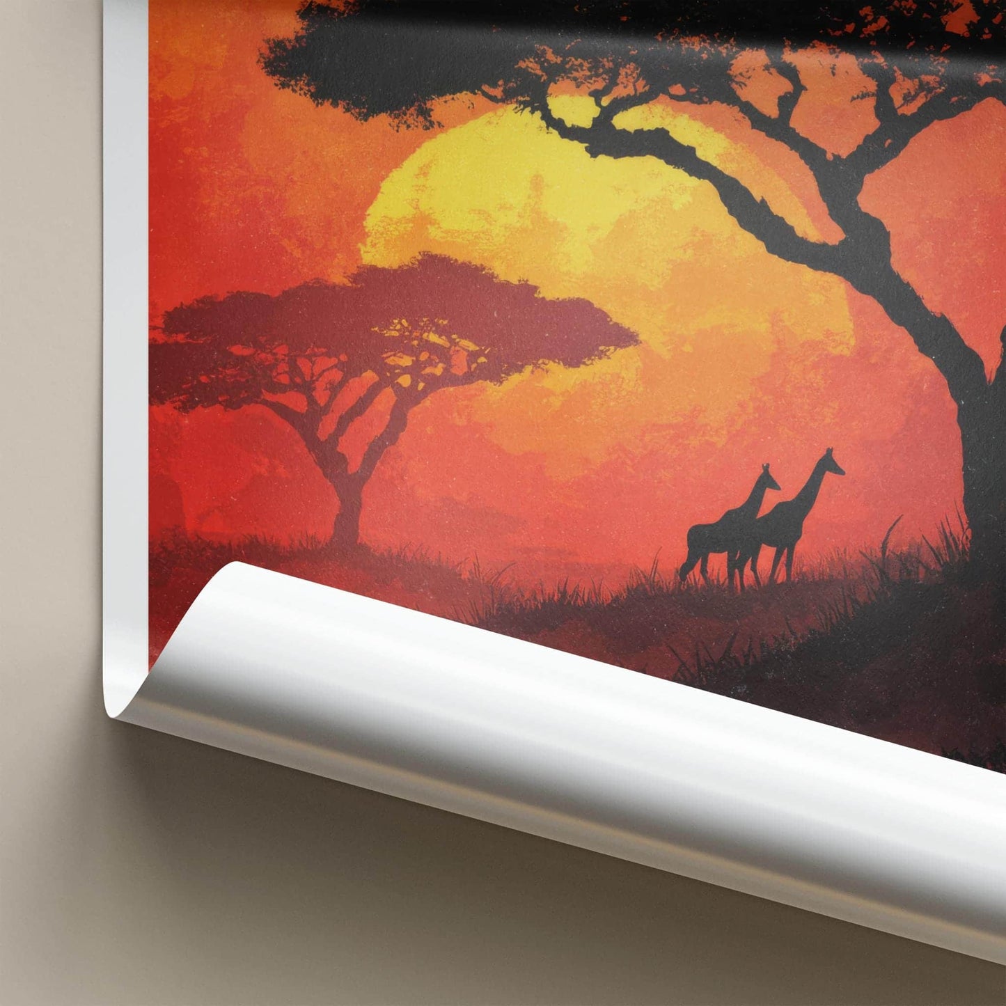 Serengeti Poster - Tanzania Travel Art - Acacia Giraffe Sunset Home Decor