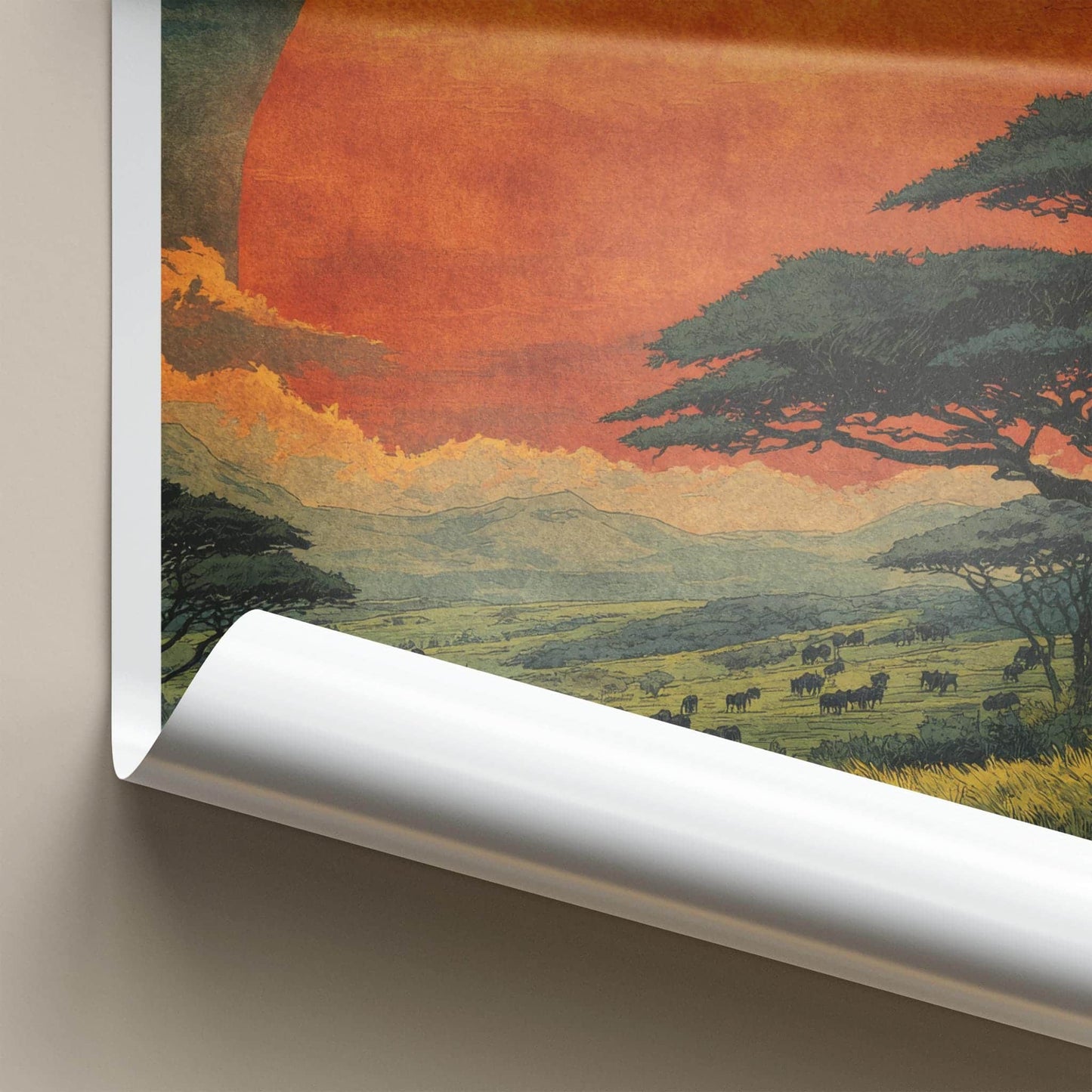 Serengeti Poster - Tanzania Travel Art - Savanna Sunset Rider Home Decor